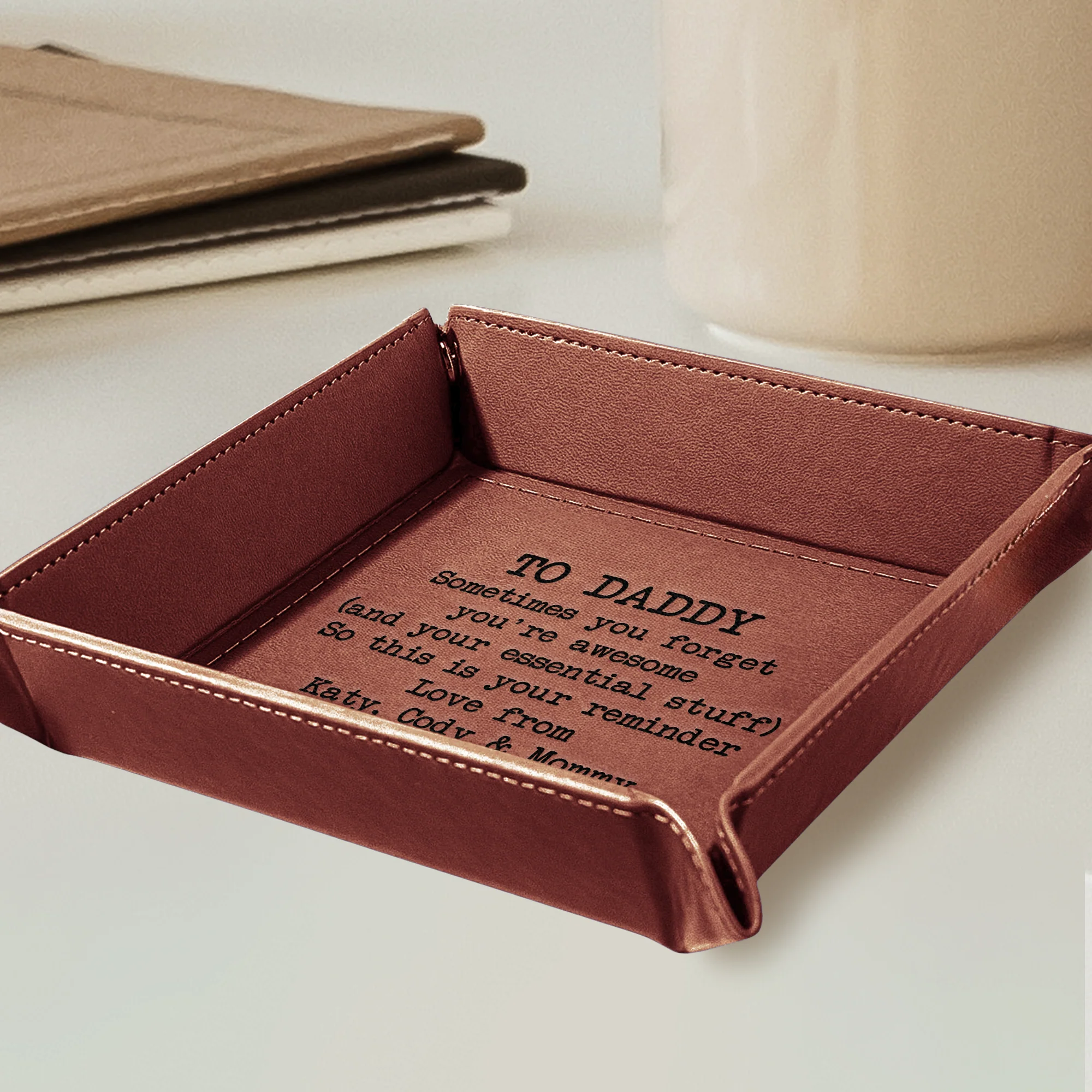 Sometimes You Forget You're Awesome - Personalized Leather Valet Tray - Image 3
