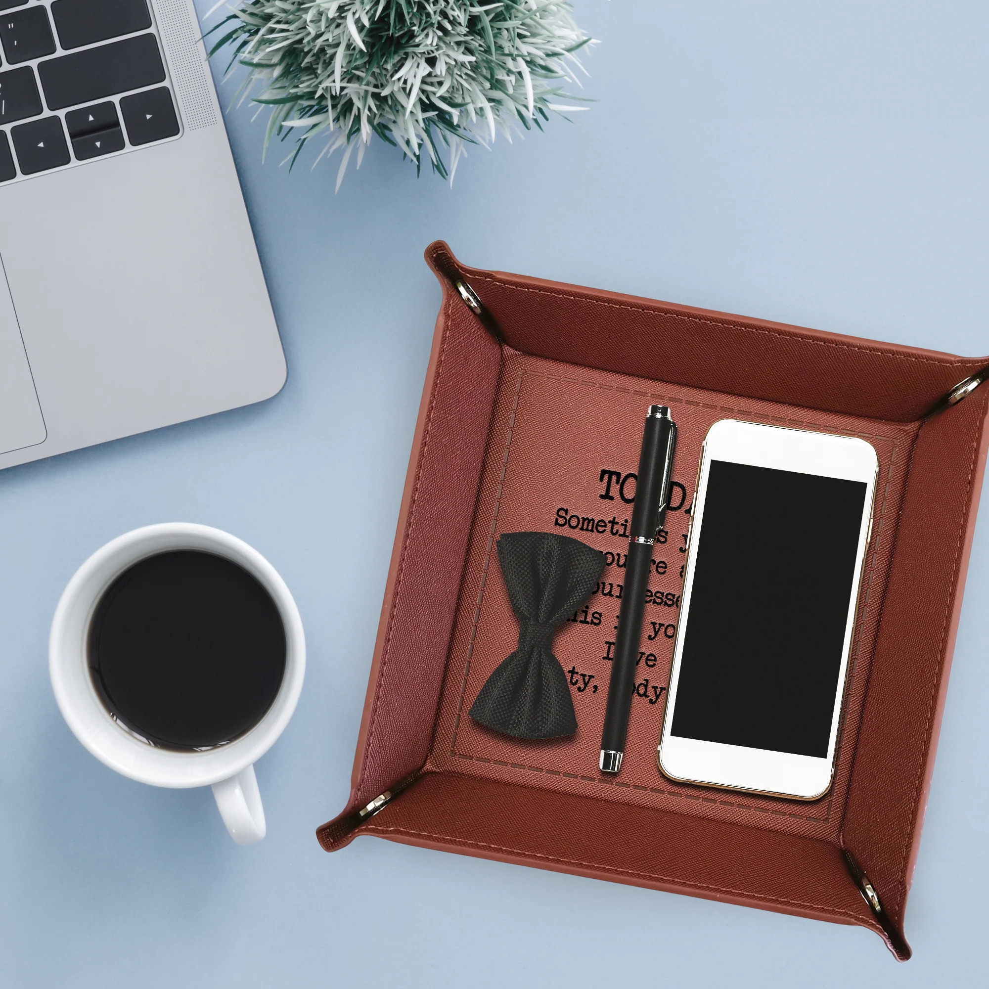 Sometimes You Forget You're Awesome - Personalized Leather Valet Tray - Image 4
