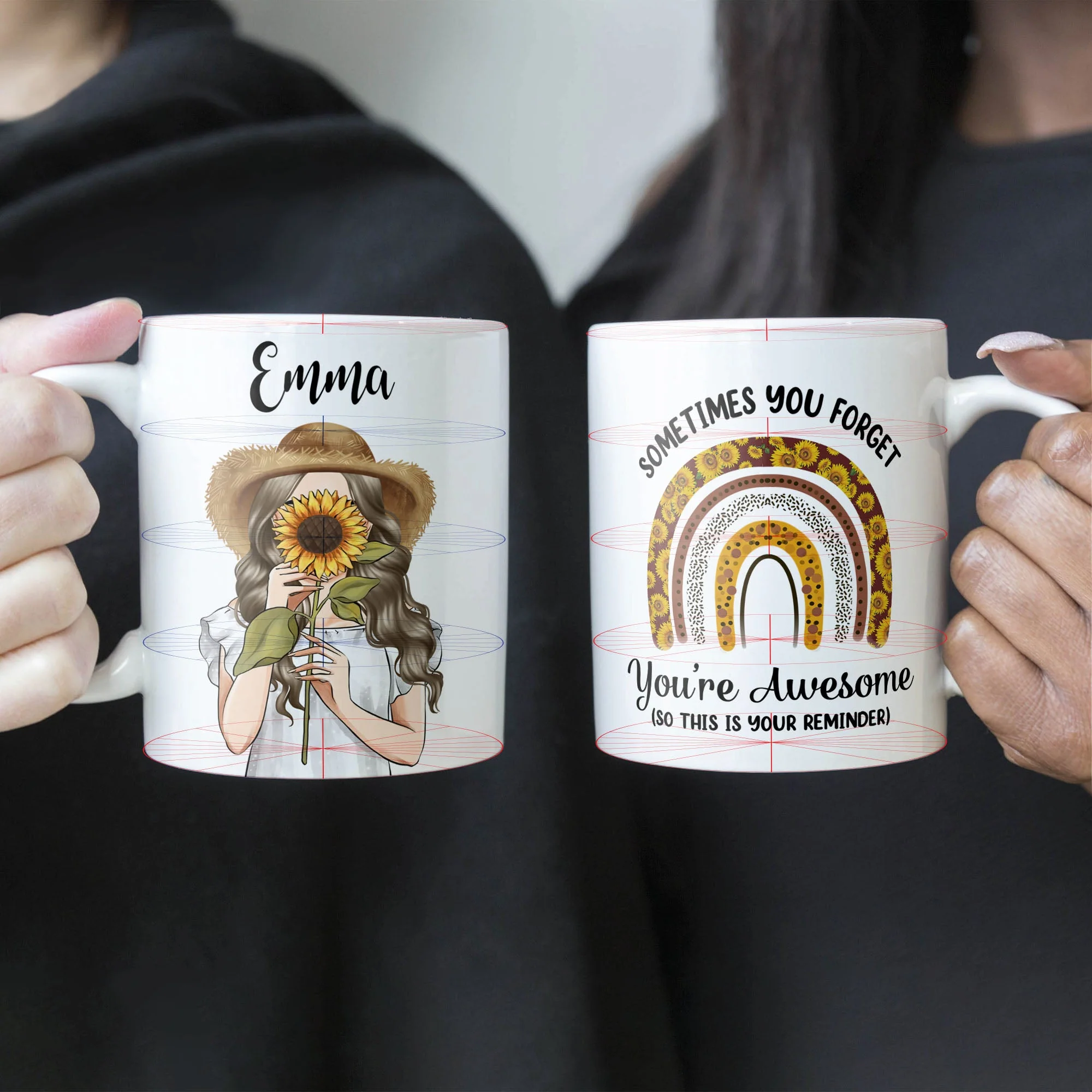 Sometimes You Forget You're Awesome So This Is Your Reminder - Personalized Mug - Birthday Gift For Girl, Woman, Her - Sunflower Girl - Image 5