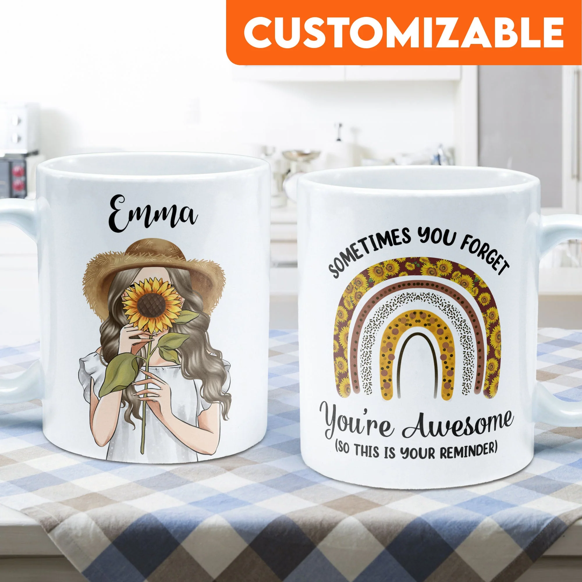 Sometimes You Forget You're Awesome So This Is Your Reminder - Personalized Mug - Birthday Gift For Girl, Woman, Her - Sunflower Girl - Image 6