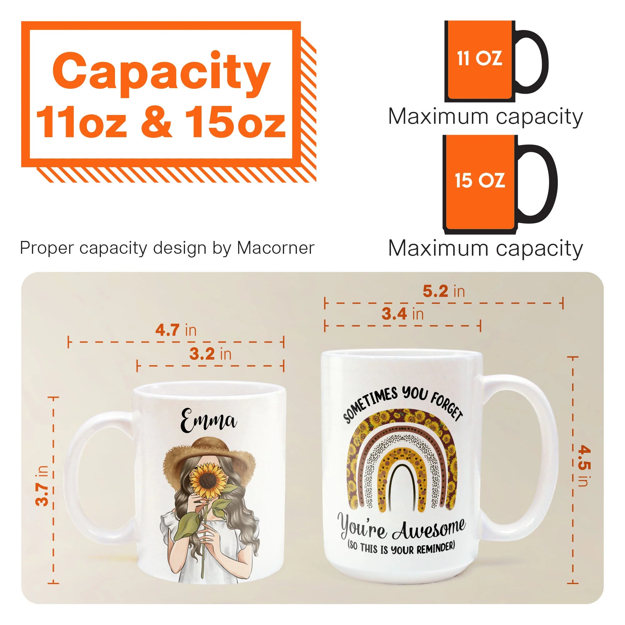 Sometimes You Forget You're Awesome So This Is Your Reminder - Personalized Mug - Birthday Gift For Girl, Woman, Her - Sunflower Girl - Image 7