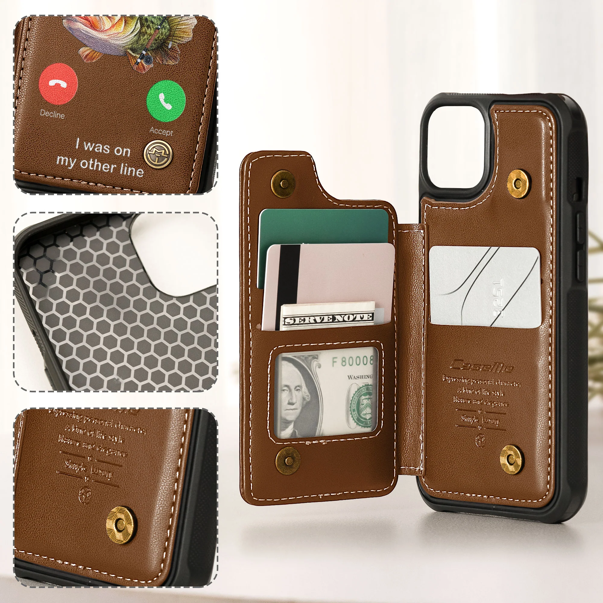 Sorry I Missed Your Call... I Was On My Other Line - Personalized Leather Flip Wallet Phone Case - Image 4
