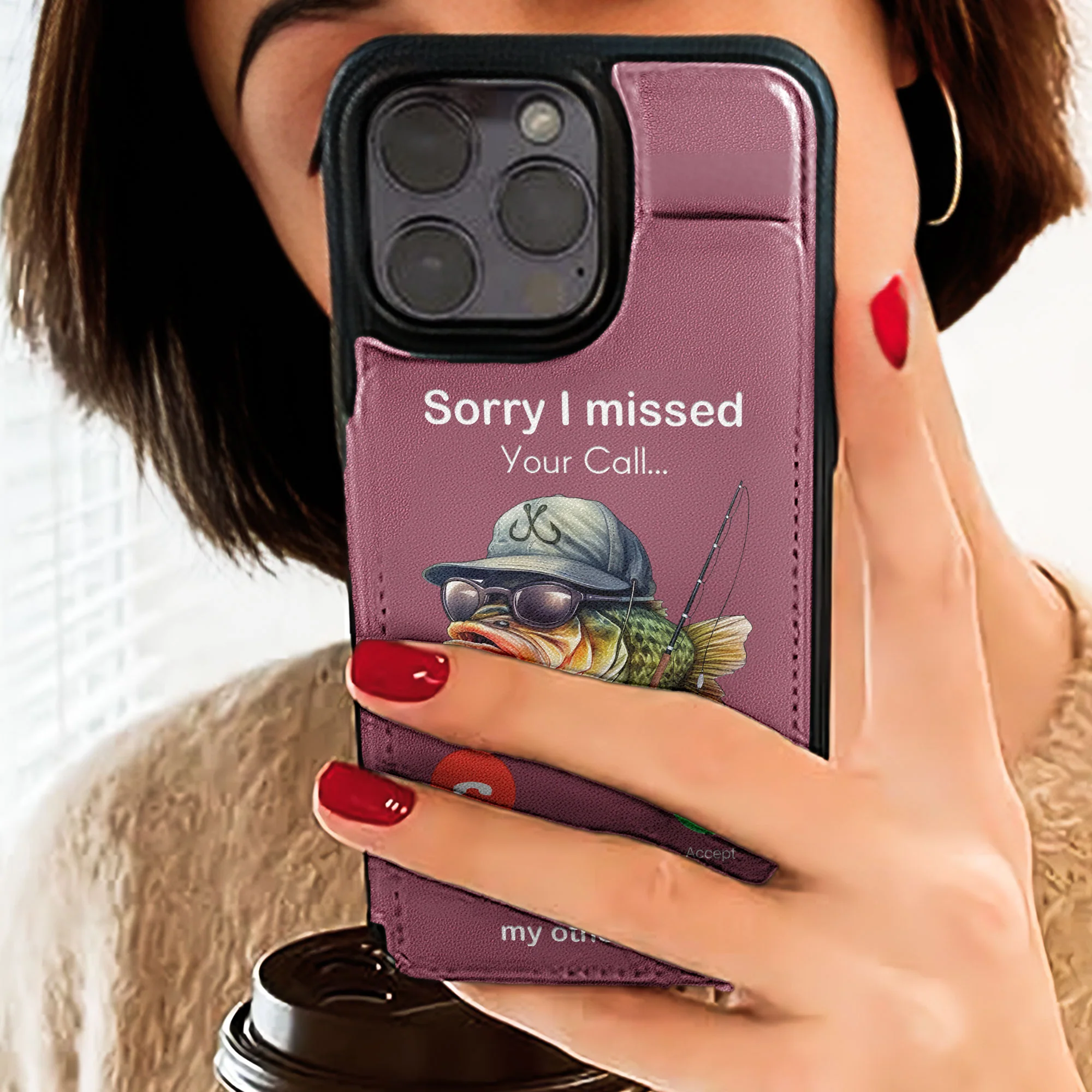 Sorry I Missed Your Call... I Was On My Other Line - Personalized Leather Flip Wallet Phone Case - Image 5