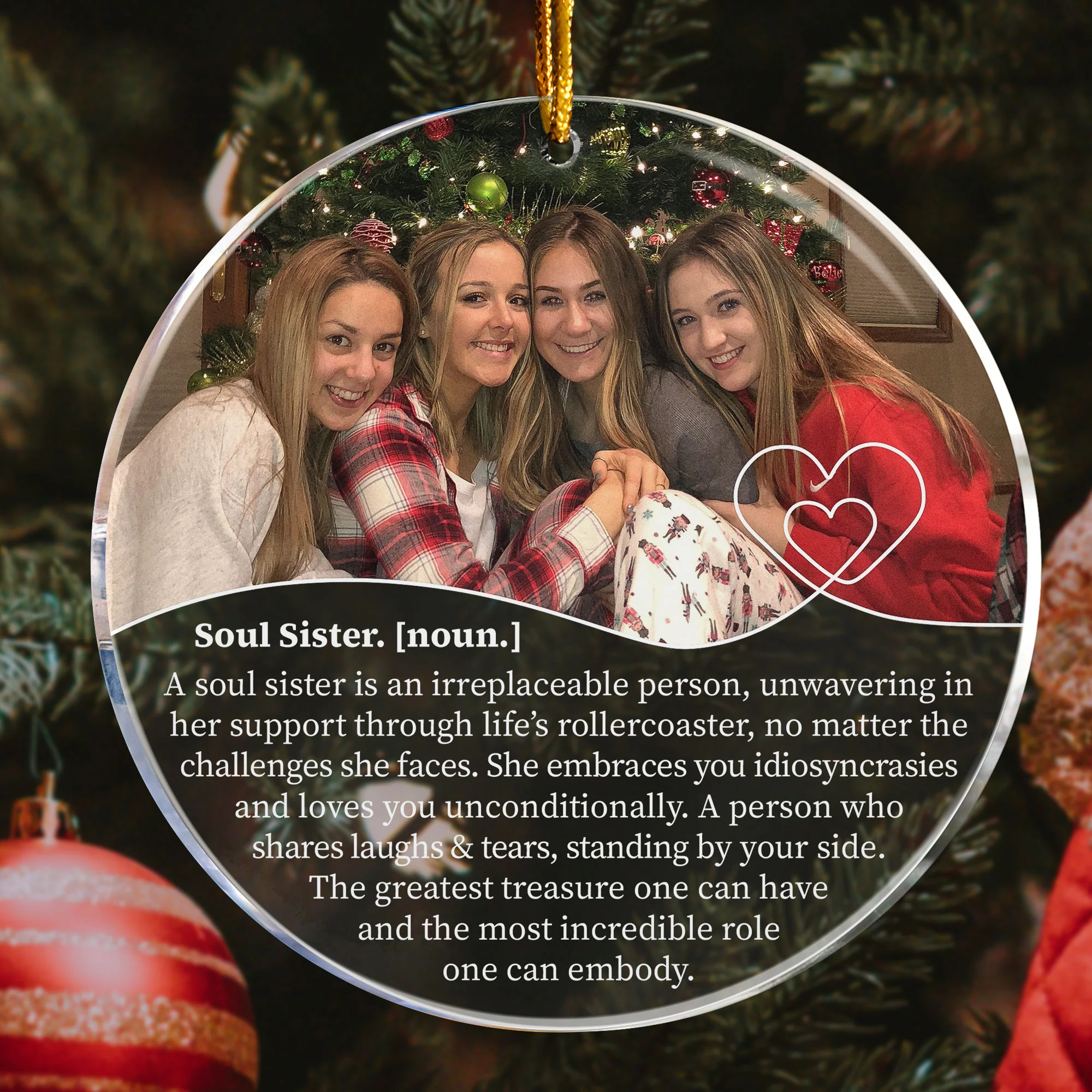 Soul Sister Definition, Bestie Definition - Friendship Gift - Personalized Acrylic Photo Ornament - Image 2
