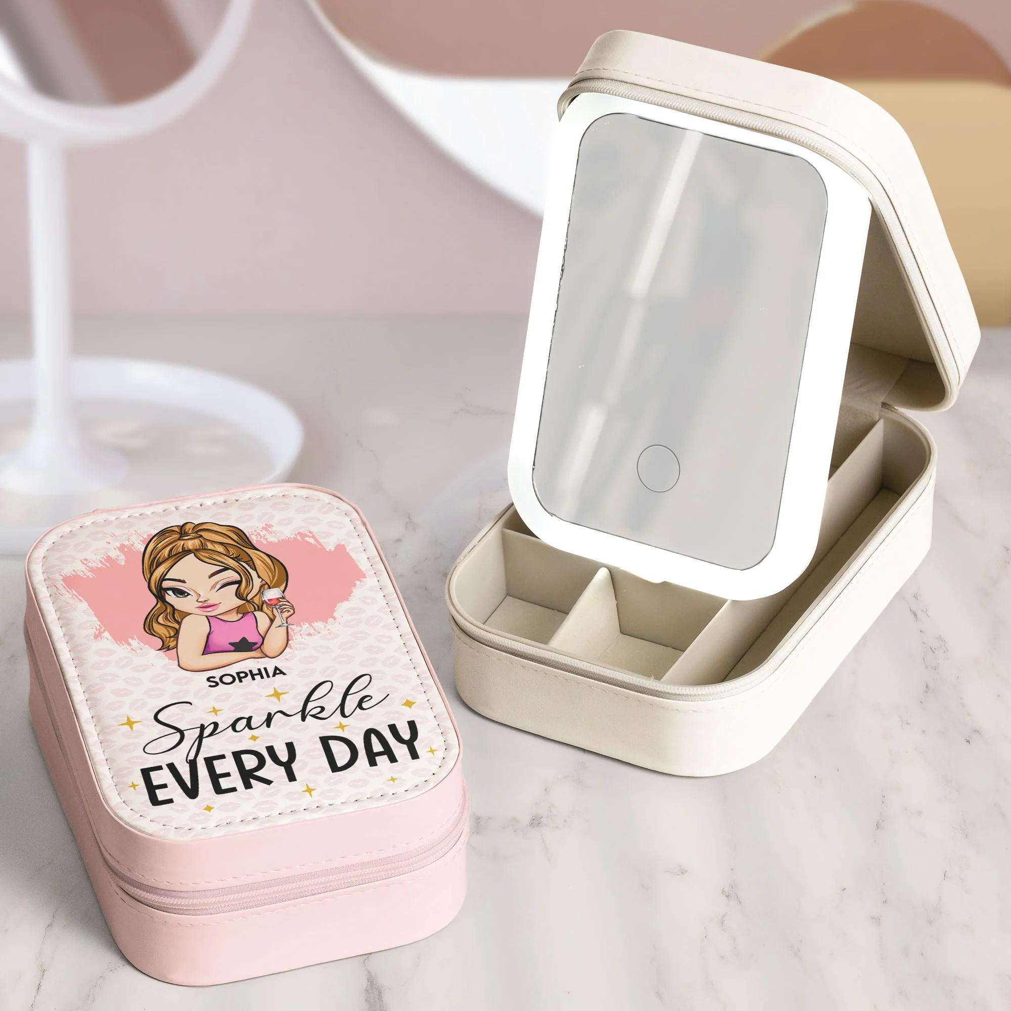 Sparkle Everyday - Custom Makeup Box With LED Mirror - Image 2