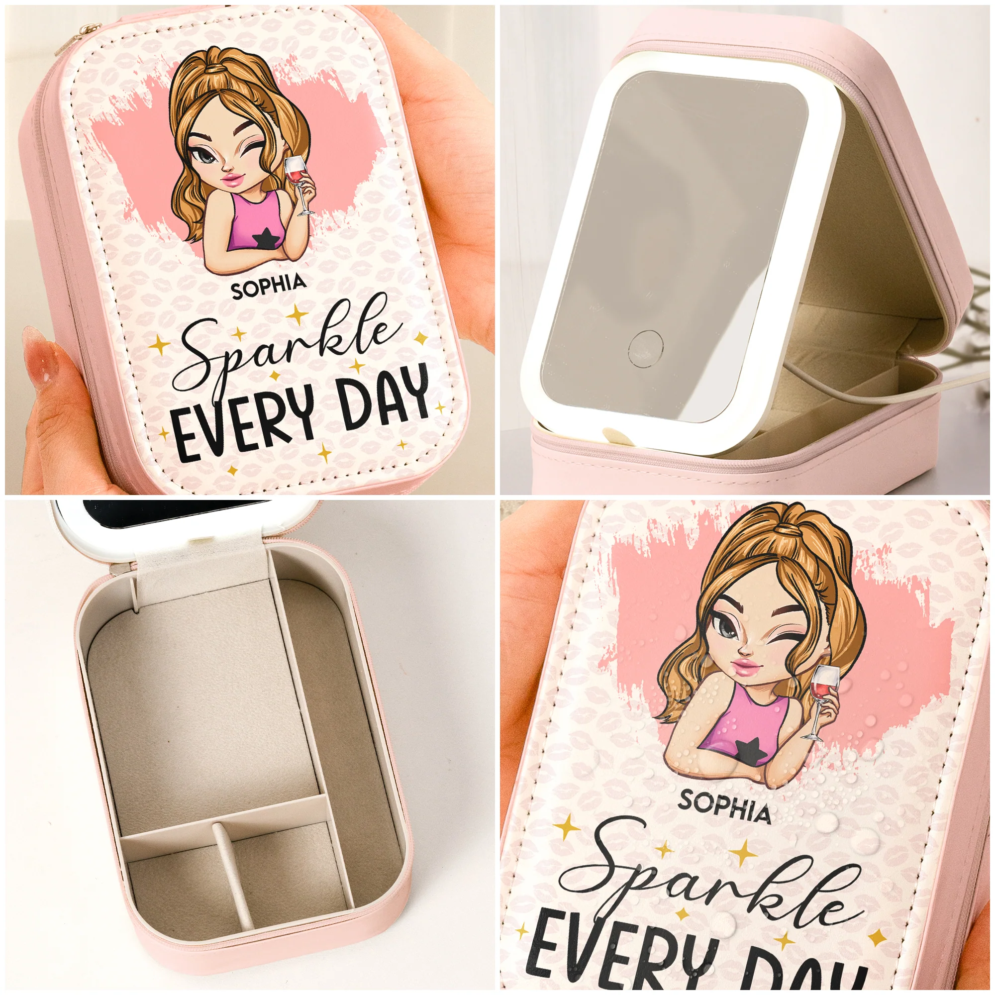 Sparkle Everyday - Custom Makeup Box With LED Mirror - Image 7