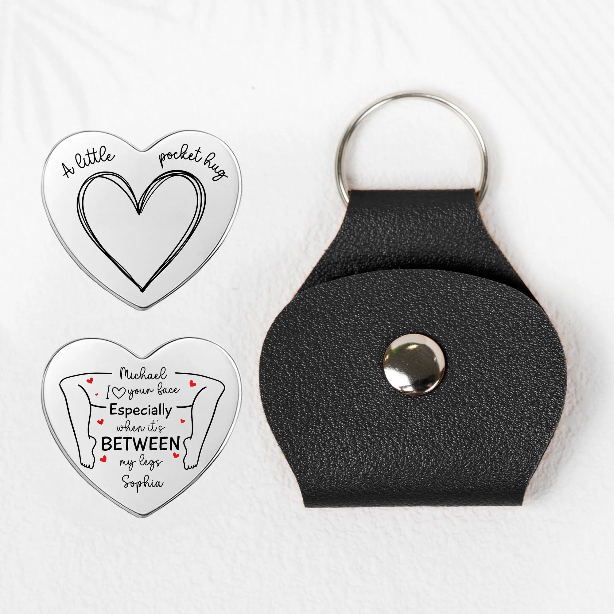 Spicy Pocket Hug For Him - I Love Your Face Especially When It's Between My Legs - Personalized Leather Pocket Hug - Image 3
