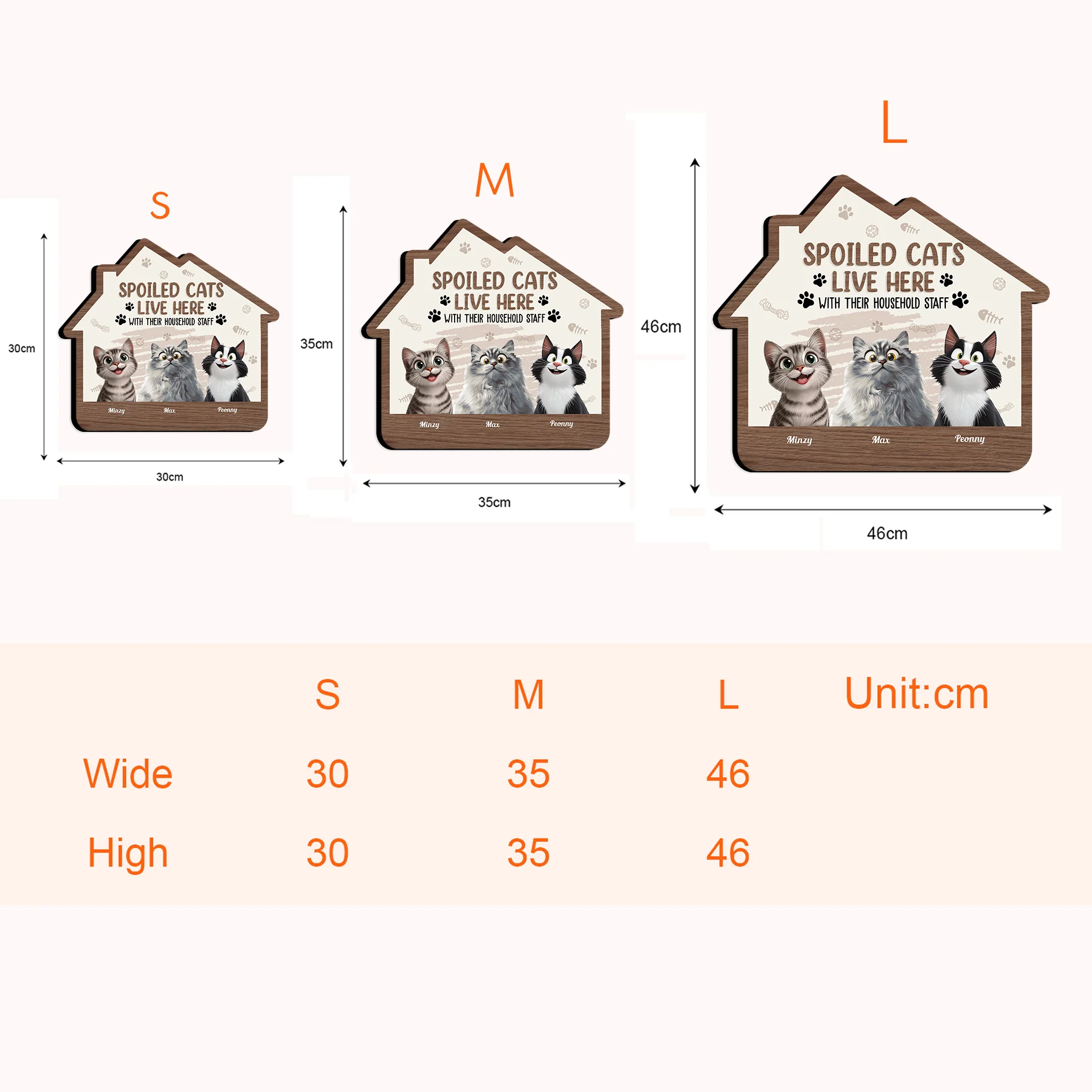 Spoiled Cats Live Here With Their Household Staff - Personalized Wood Sign - Image 4