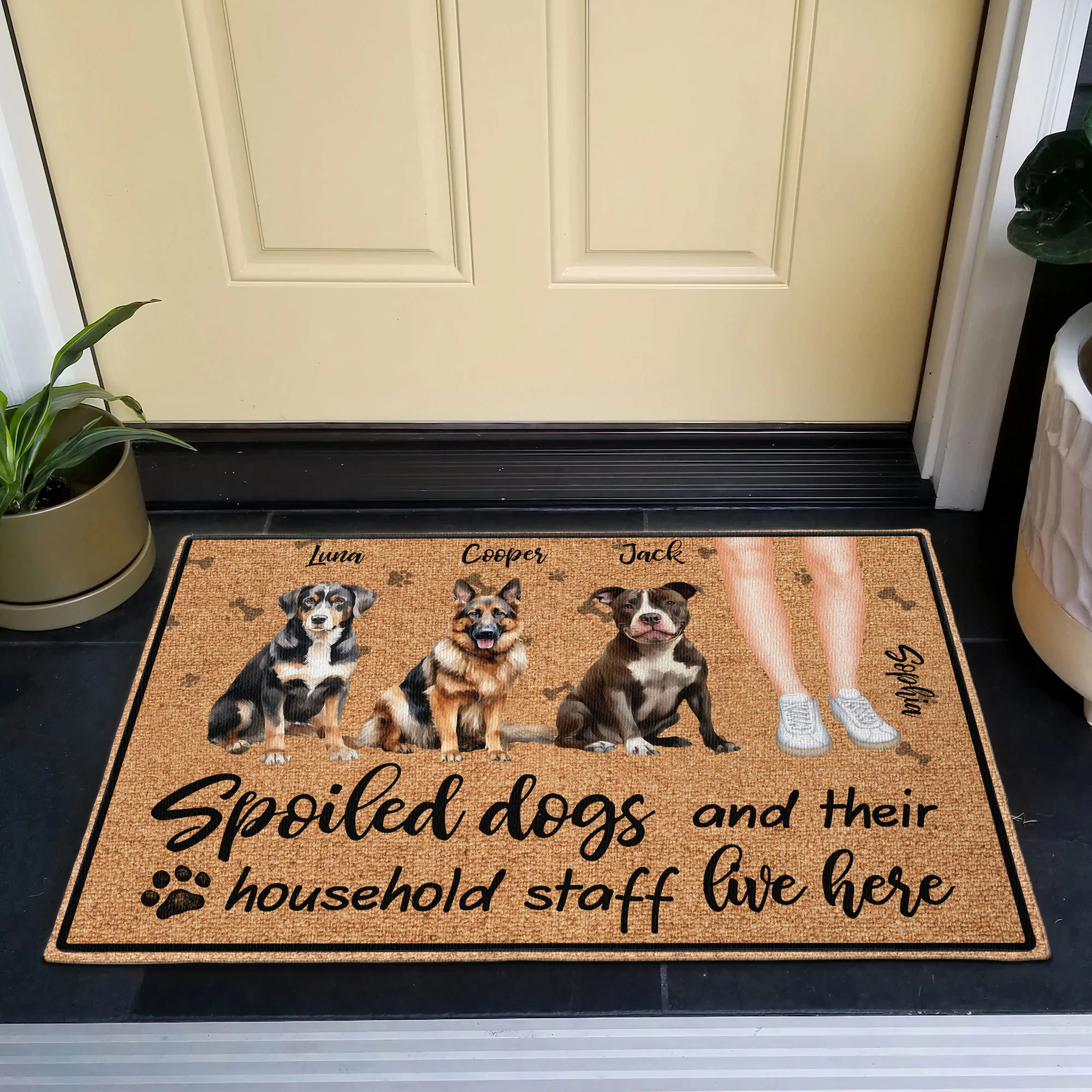 Spoiled Dogs And Their Staff - Personalized Doormat - Image 6