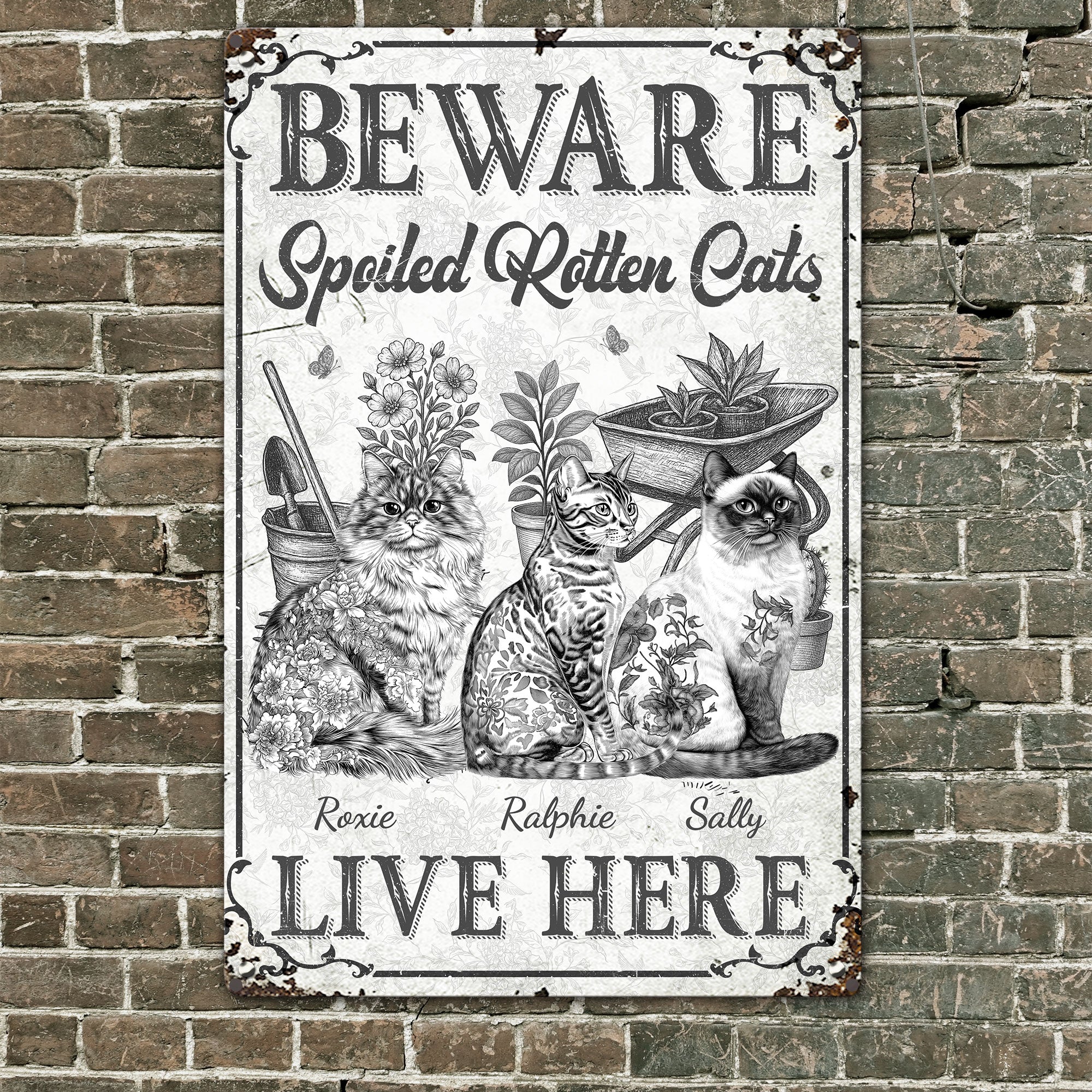 Spoiled Rotten Cats - Personalized Metal Sign - Image 3