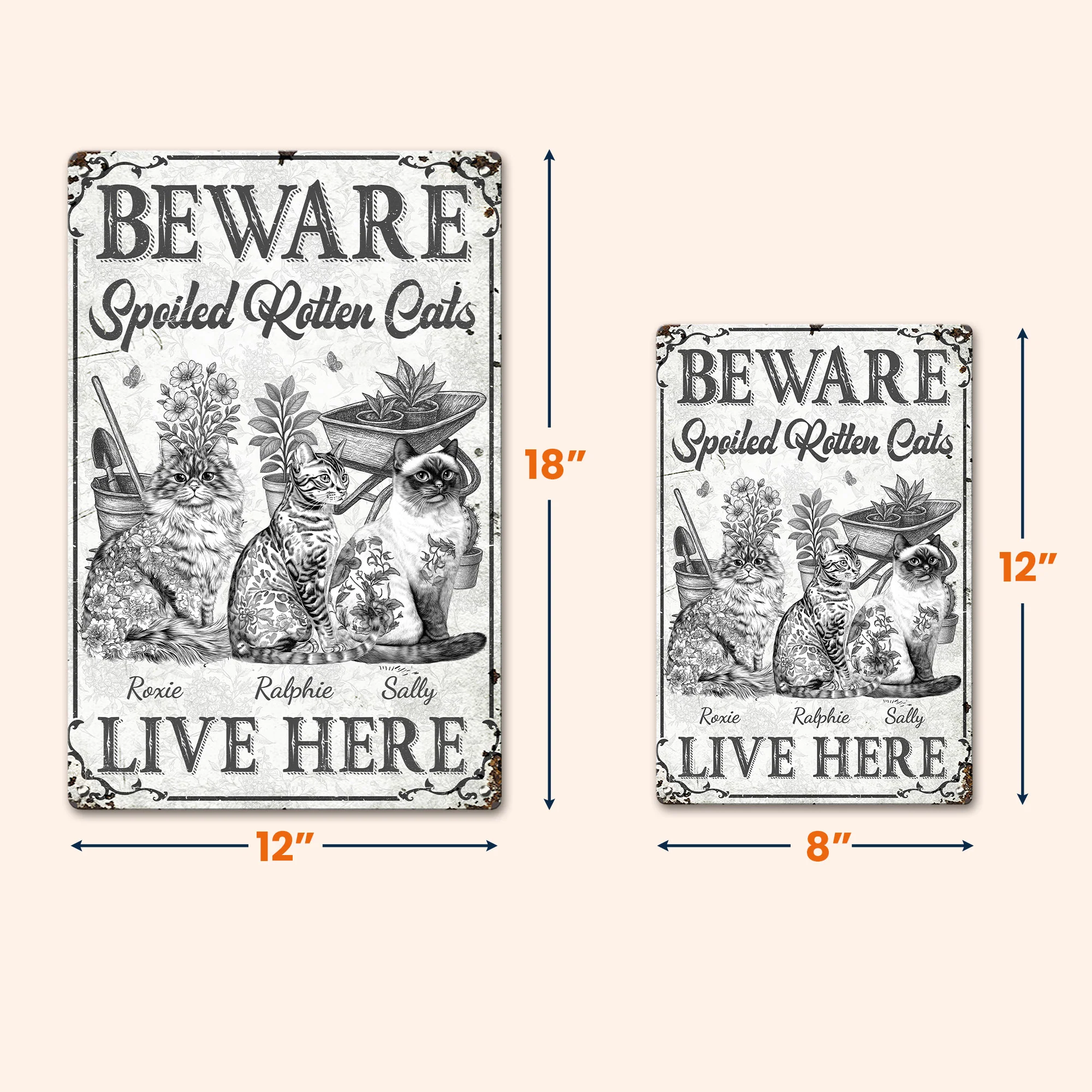 Spoiled Rotten Cats - Personalized Metal Sign - Image 4