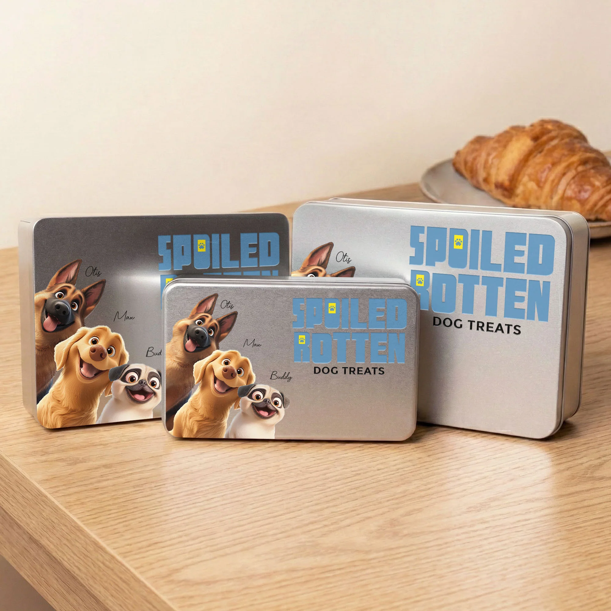 Spoiled Rotten Dog Treats Peeking Pets - Personalized Cookie Tin Box - Image 3