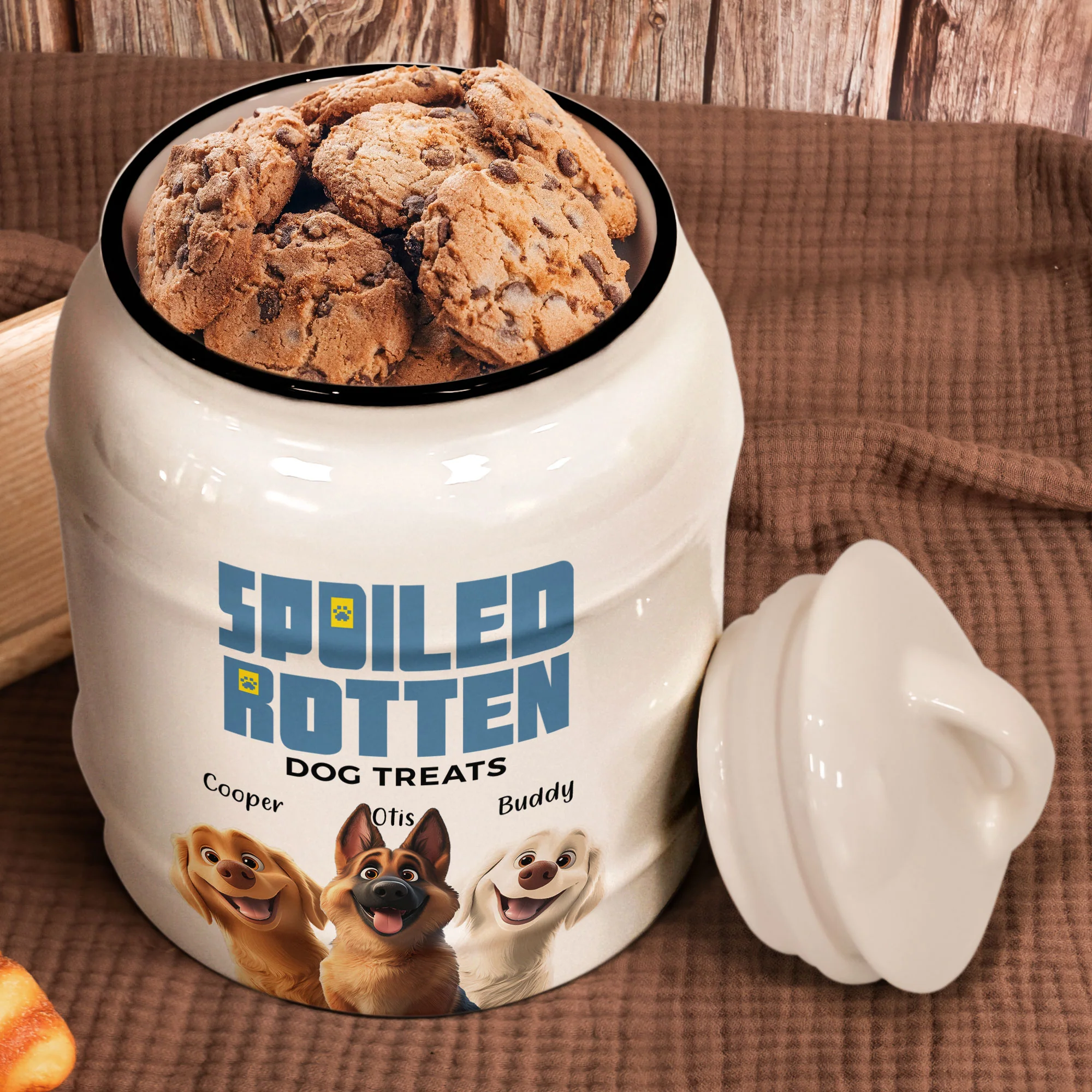 Spoiled Rotten Dog Treats - Personalized Cookie Jar - Image 3