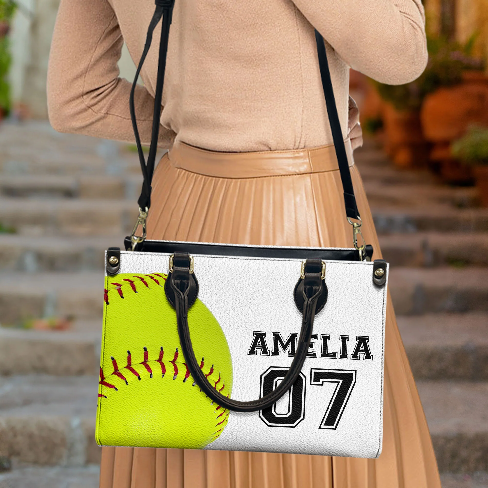 Sport Name Initial - Personalized Leather Bag - Image 5