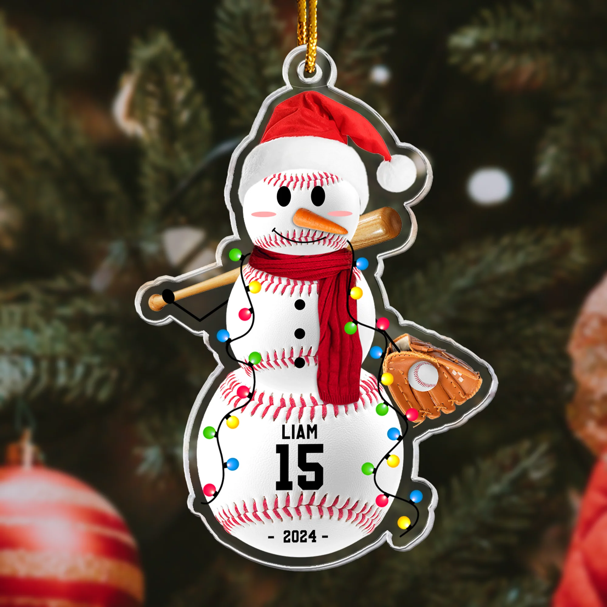 Sport Snowman - Gifts For Basketball, Baseball Players, Boy, Team - Personalized Acrylic Ornament - Image 2