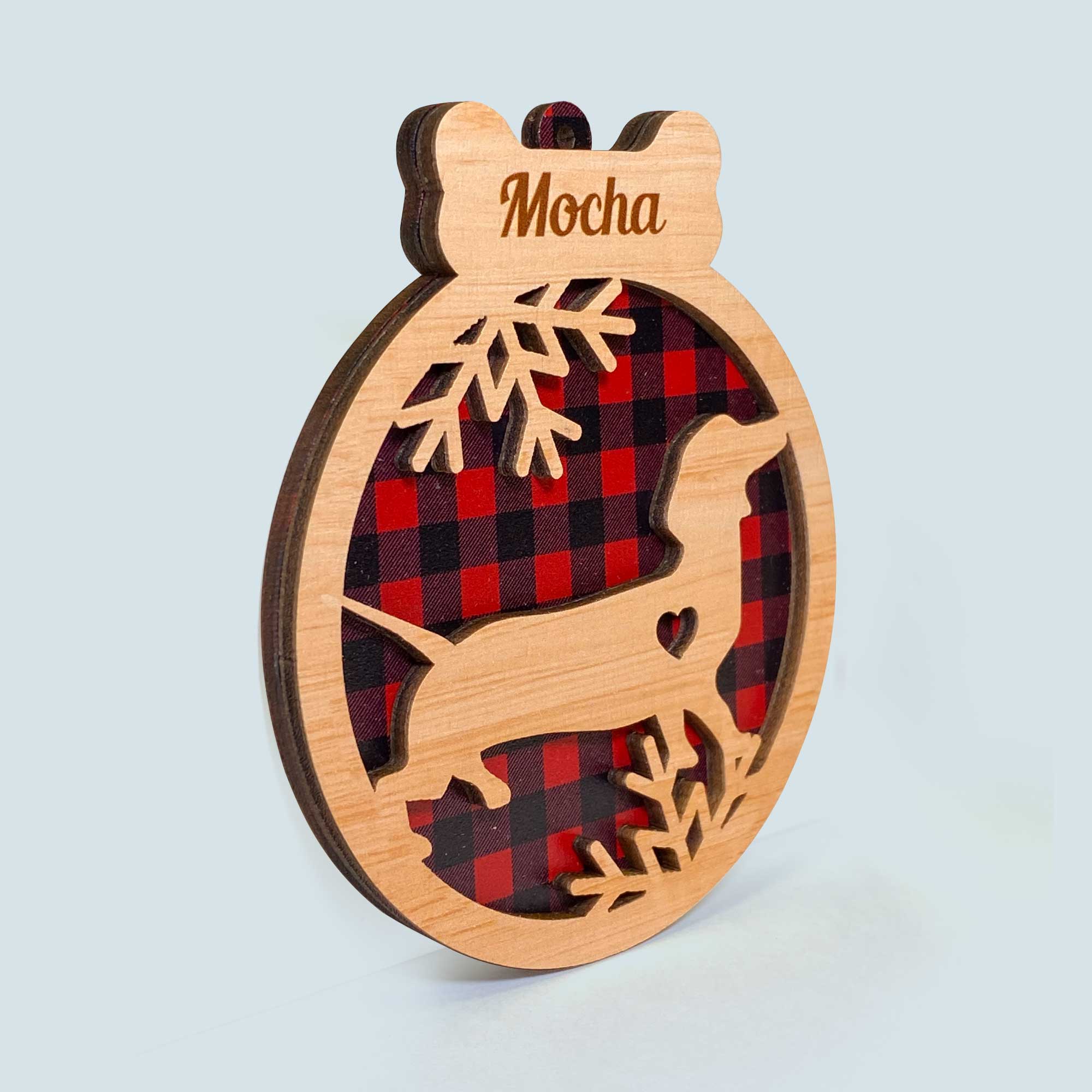 Dog Silhouette - Personalized 2 Layered Wooden Ornament - Christmas Gift For Dog Lovers - Image 2