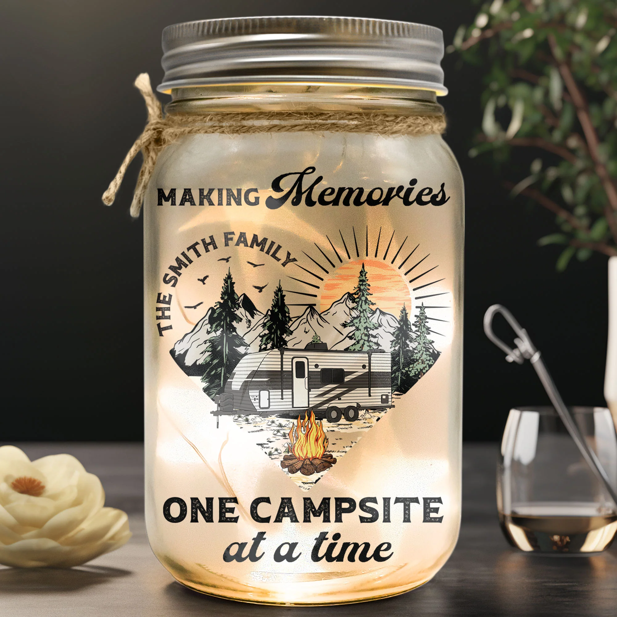 Starry Light Making Memories One Campsite At A Time - Personalized Mason Jar Light - Image 2