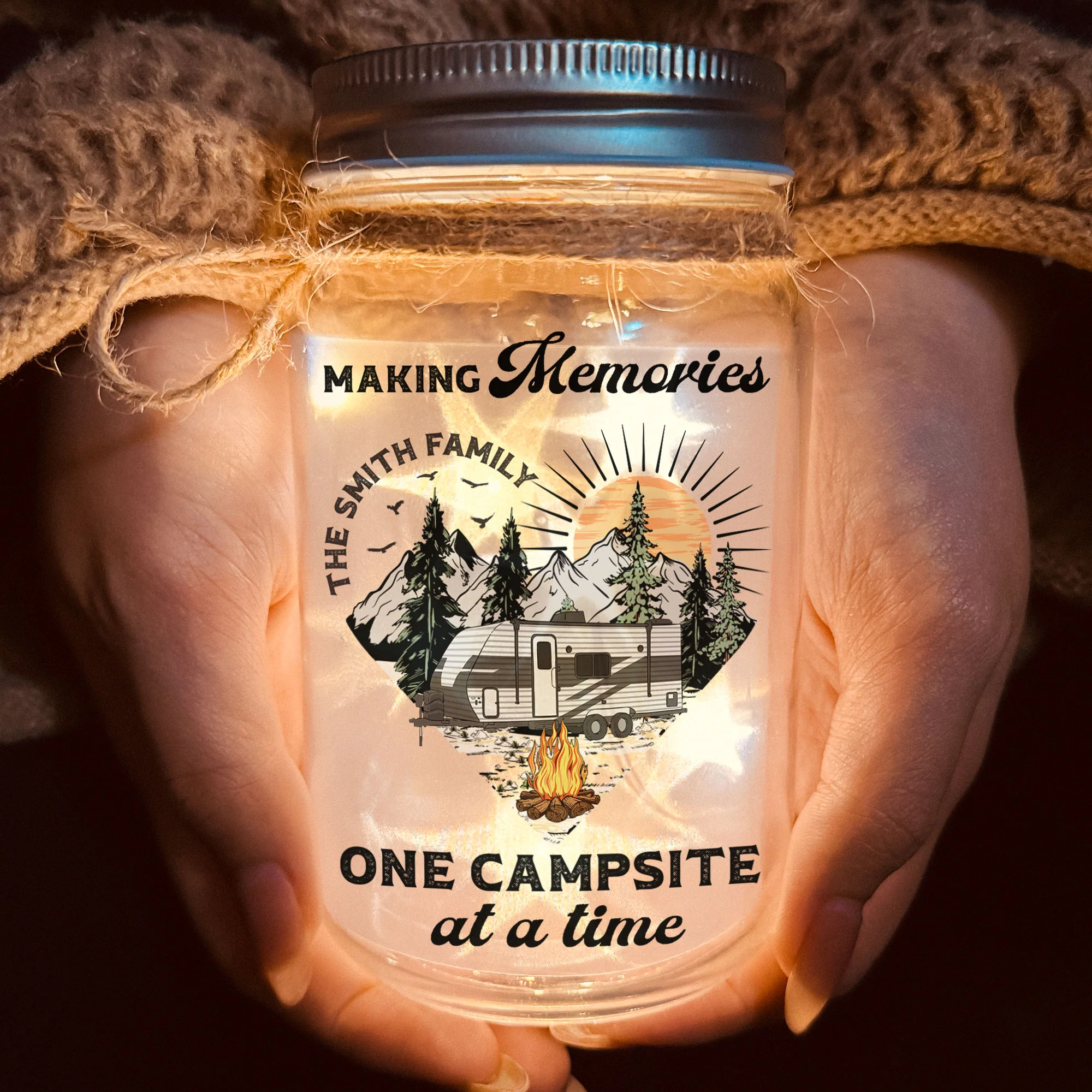 Starry Light Making Memories One Campsite At A Time - Personalized Mason Jar Light - Image 6