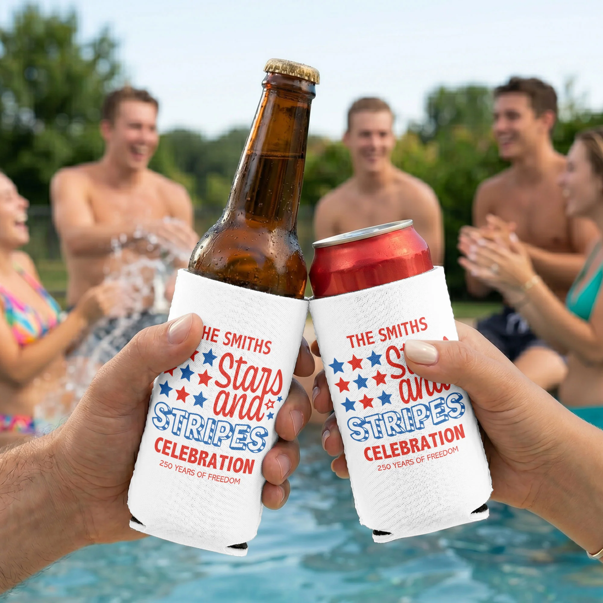 Stars And Stripes Celebration 250 Years Of Freedom - Personalized Can Cooler - Image 4