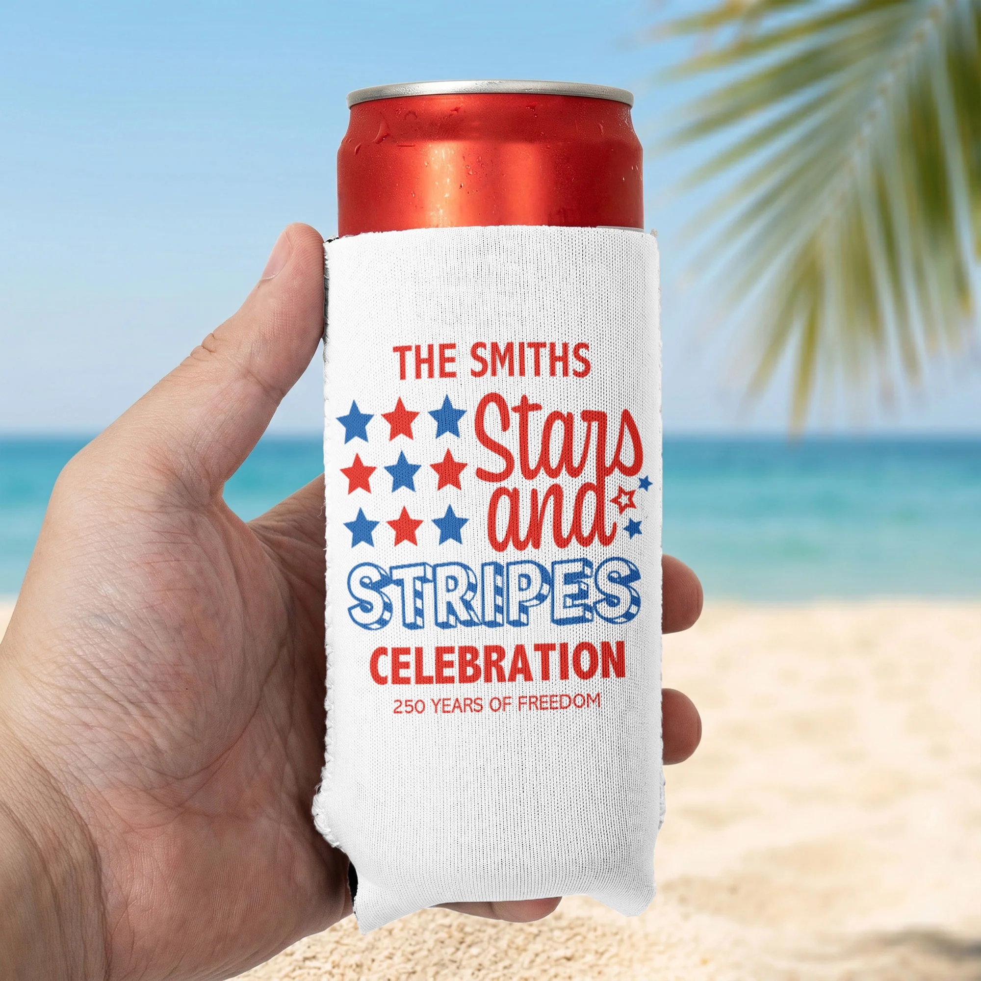Stars And Stripes Celebration 250 Years Of Freedom - Personalized Can Cooler - Image 6