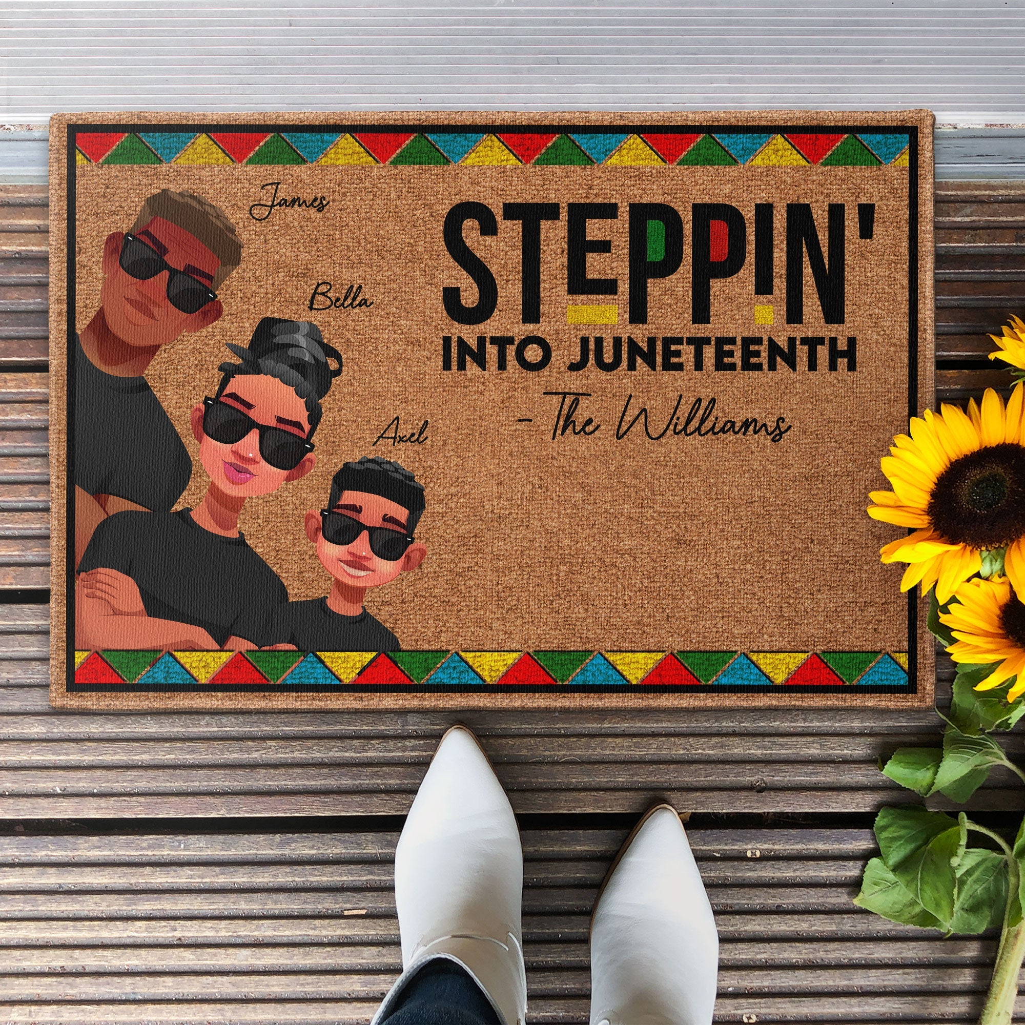 Steppin' Into Juneteenth - Personalized Doormat - Image 2