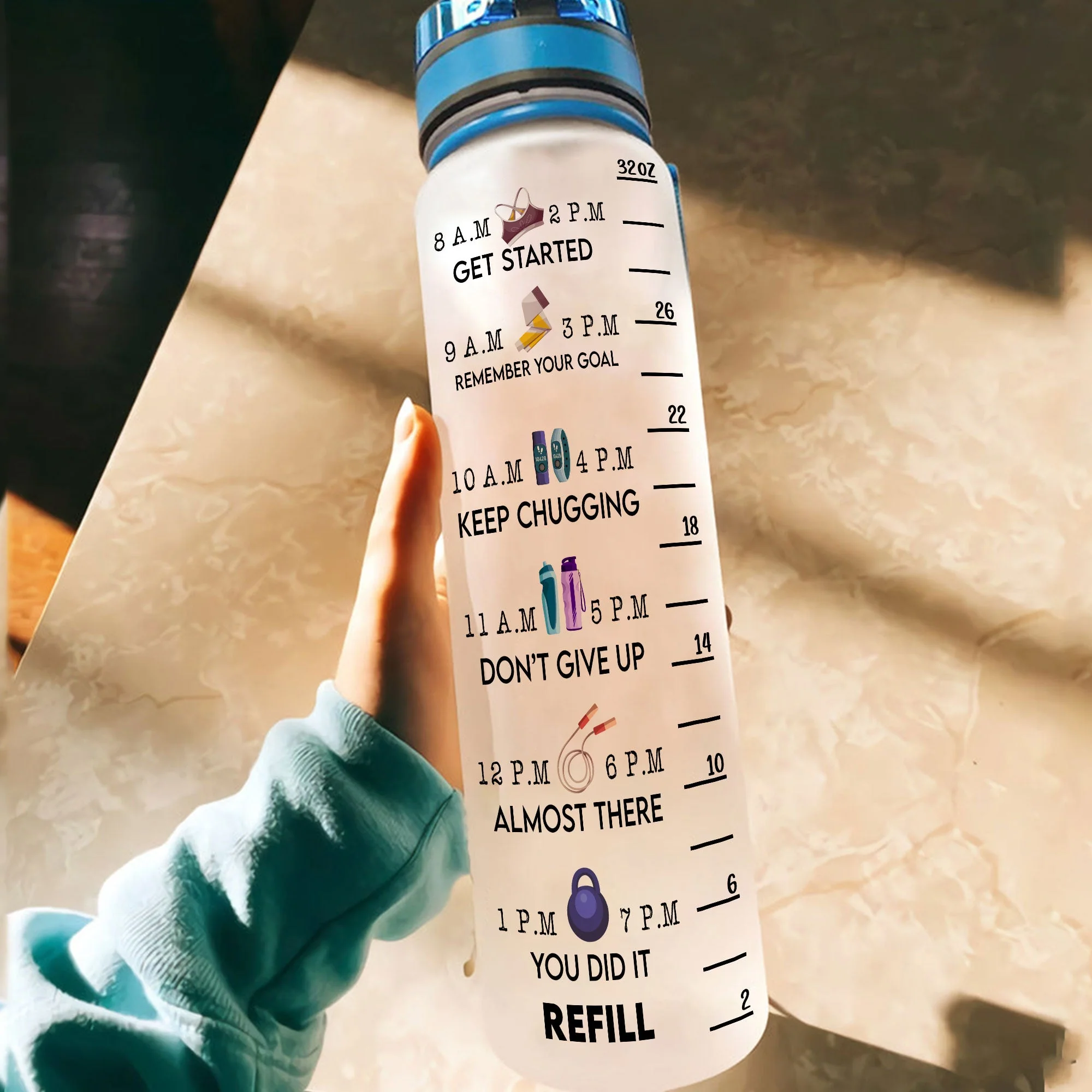 Stop Slacking Drink Your Water  - Personalized Water Bottle With Time Marker - Birthday, Motivation Gift For Her, Gymer, Fitness Lover - Image 4