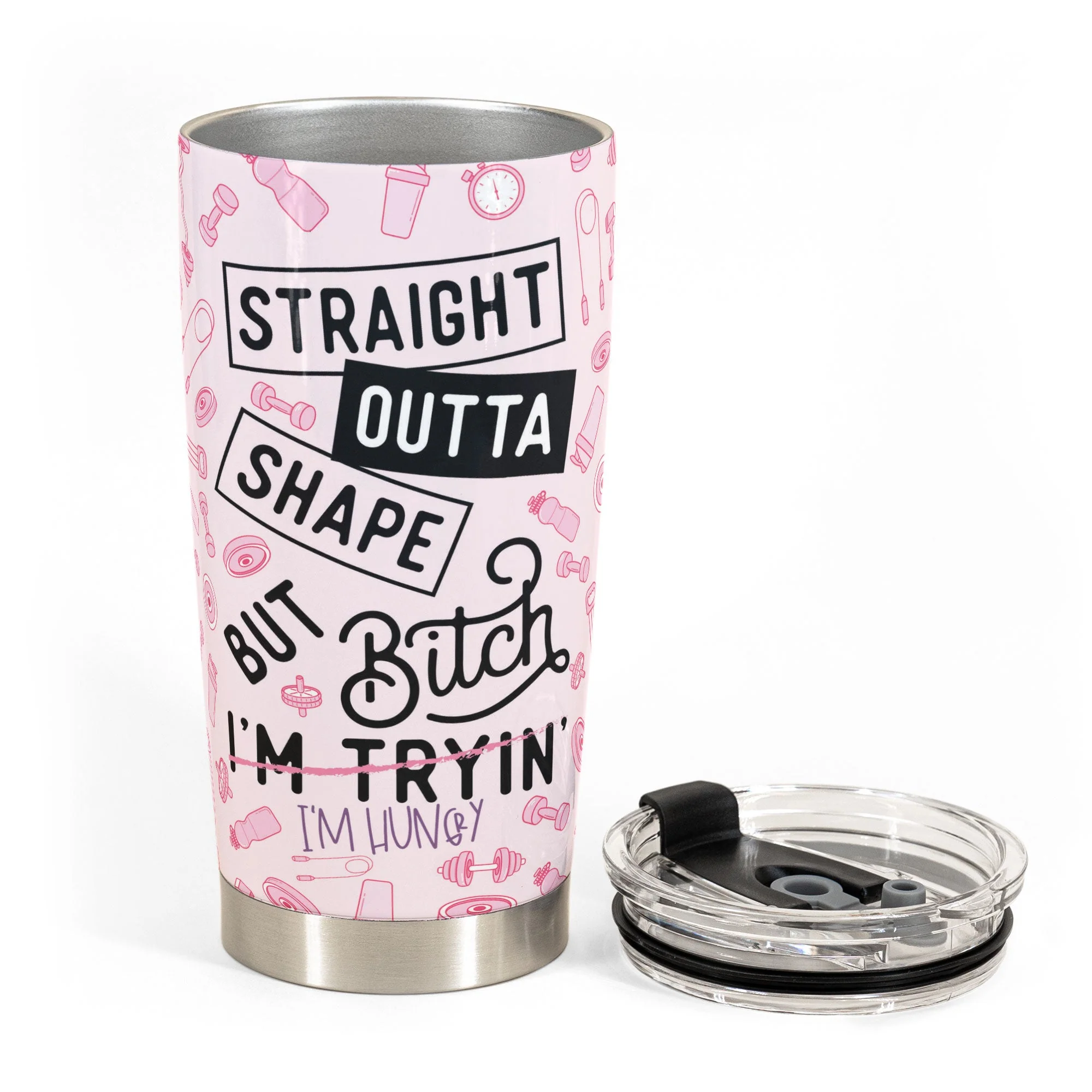 Straight Outta Shape - Personalized Tumbler Cup - Birthday Gift For Gym Lover, Fitness Girl, Woman, Girl - Image 3