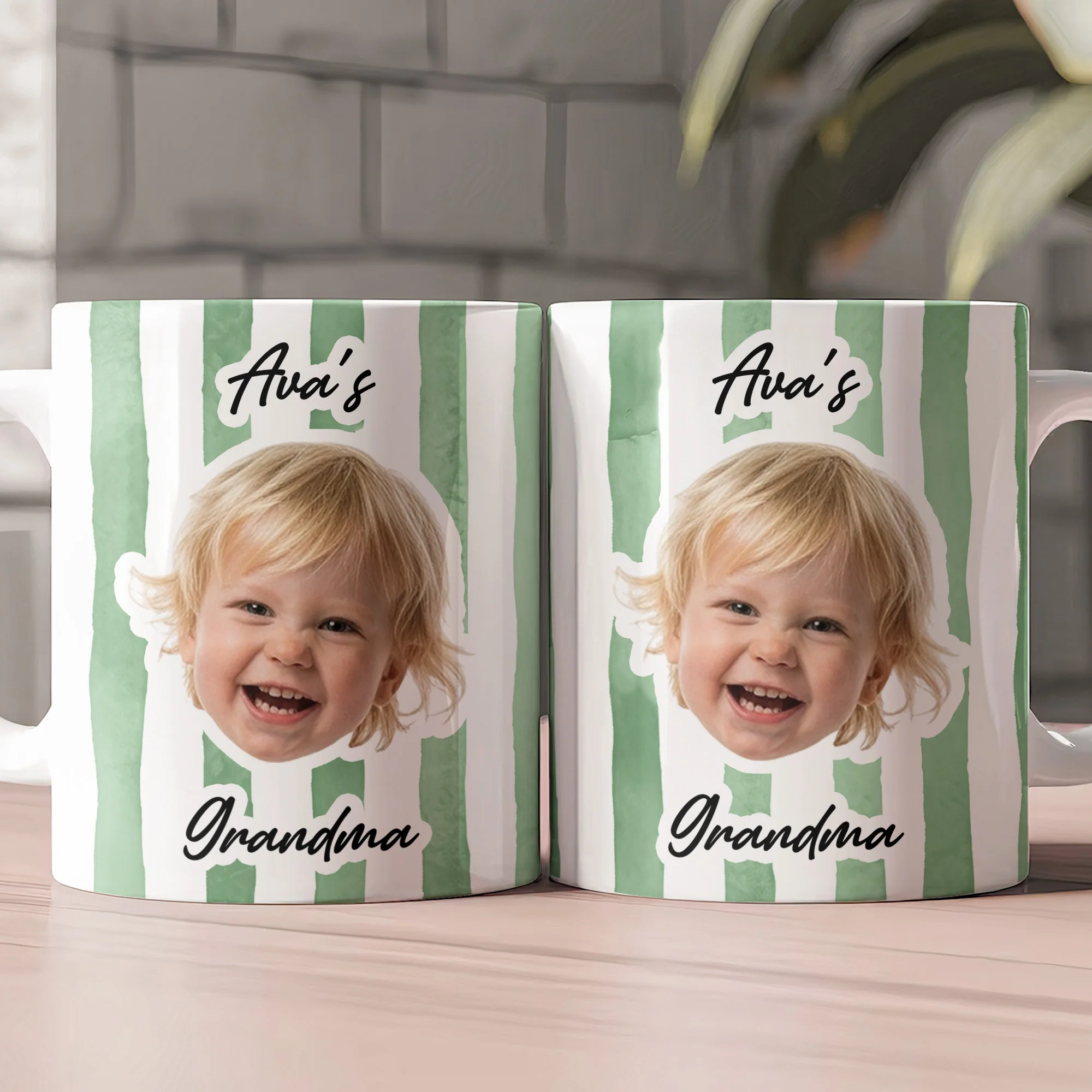 Stripe Baby Face Mug Pet Face Mug Gift For Mom, Dad, Grandma, Grandpa - Personalized Photo Mug - Image 4
