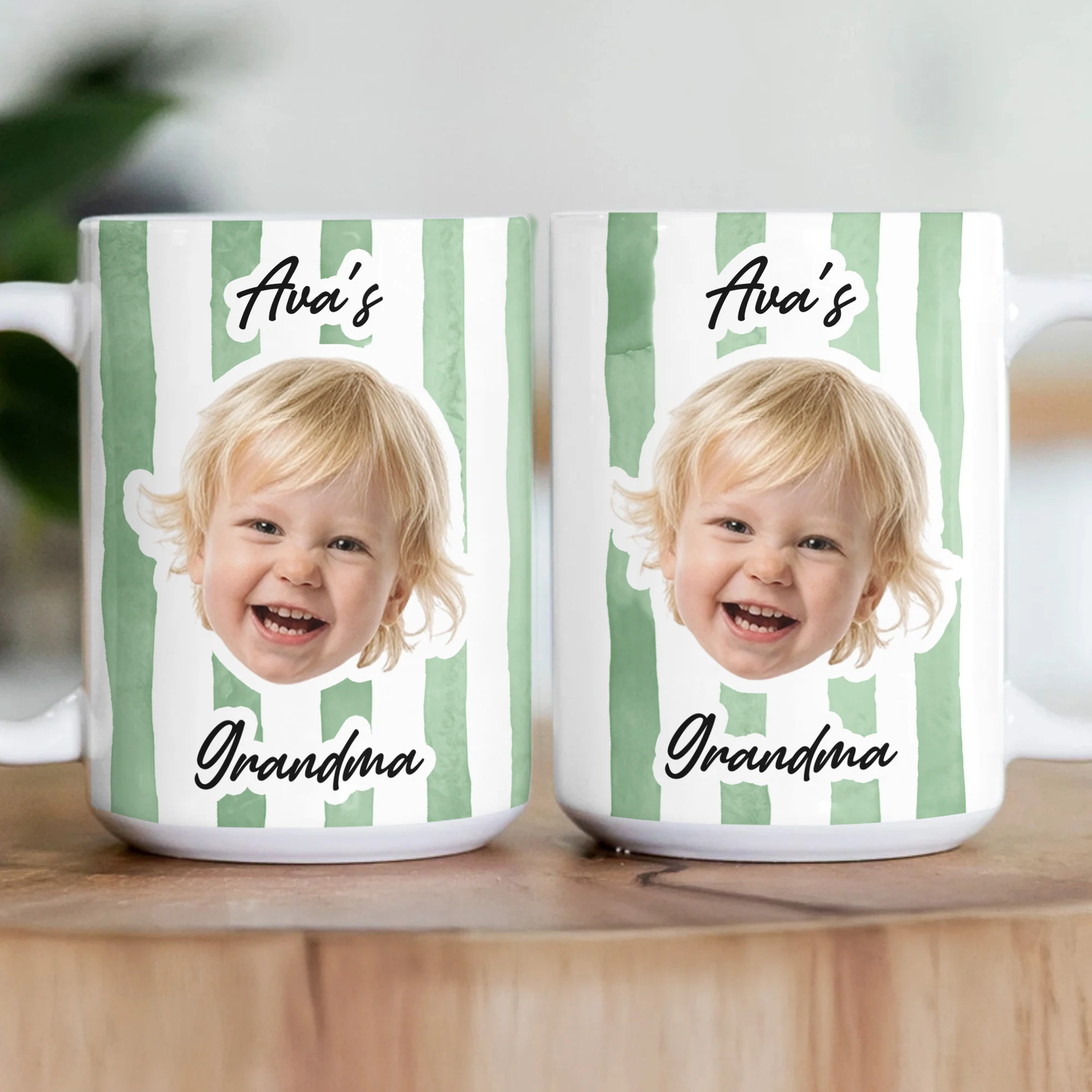 Stripe Baby Face Mug Pet Face Mug Gift For Mom, Dad, Grandma, Grandpa - Personalized Photo Mug - Image 5