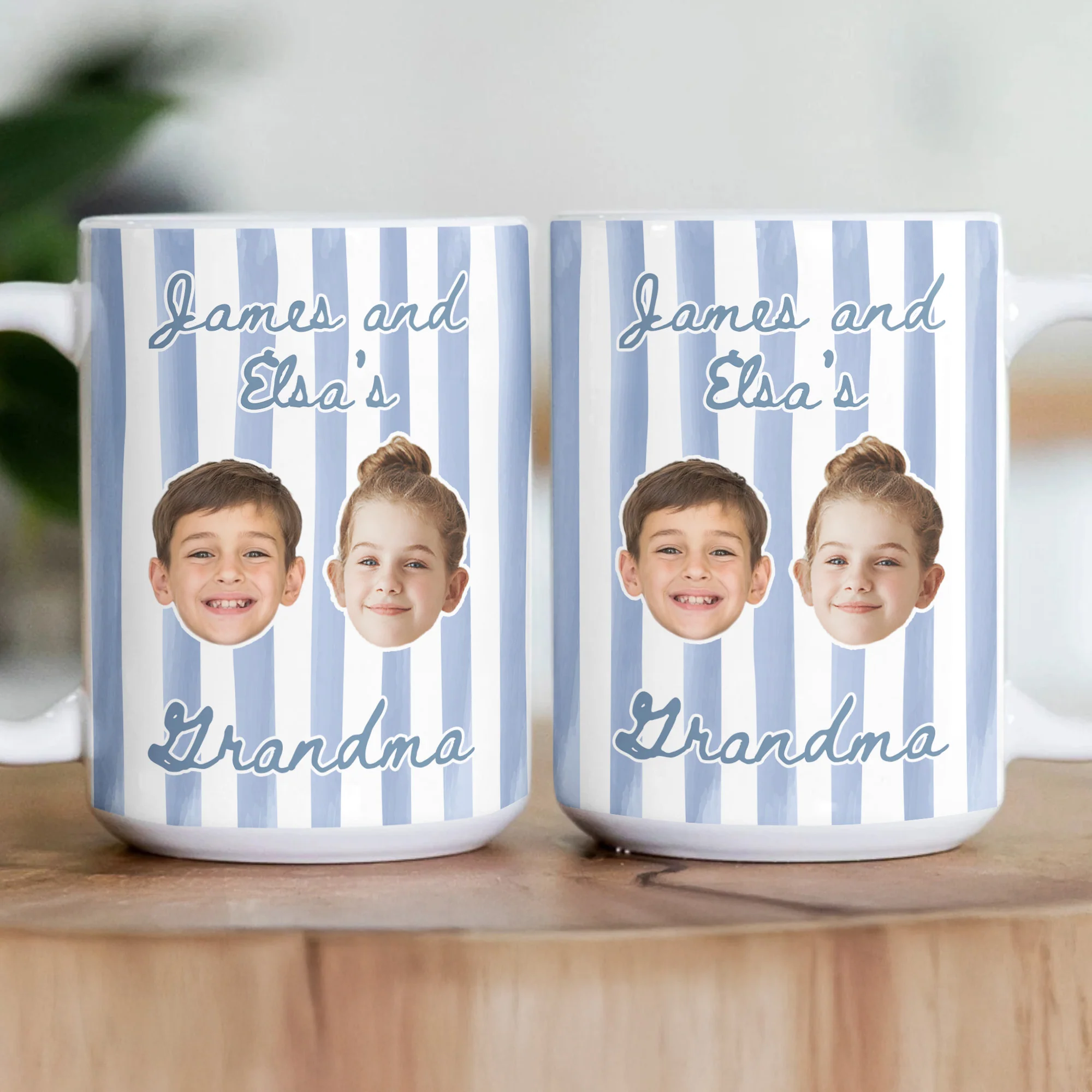 Stripe Baby Picture Gift For Grandma, New Grandma - Personalized Photo Mug - Image 4