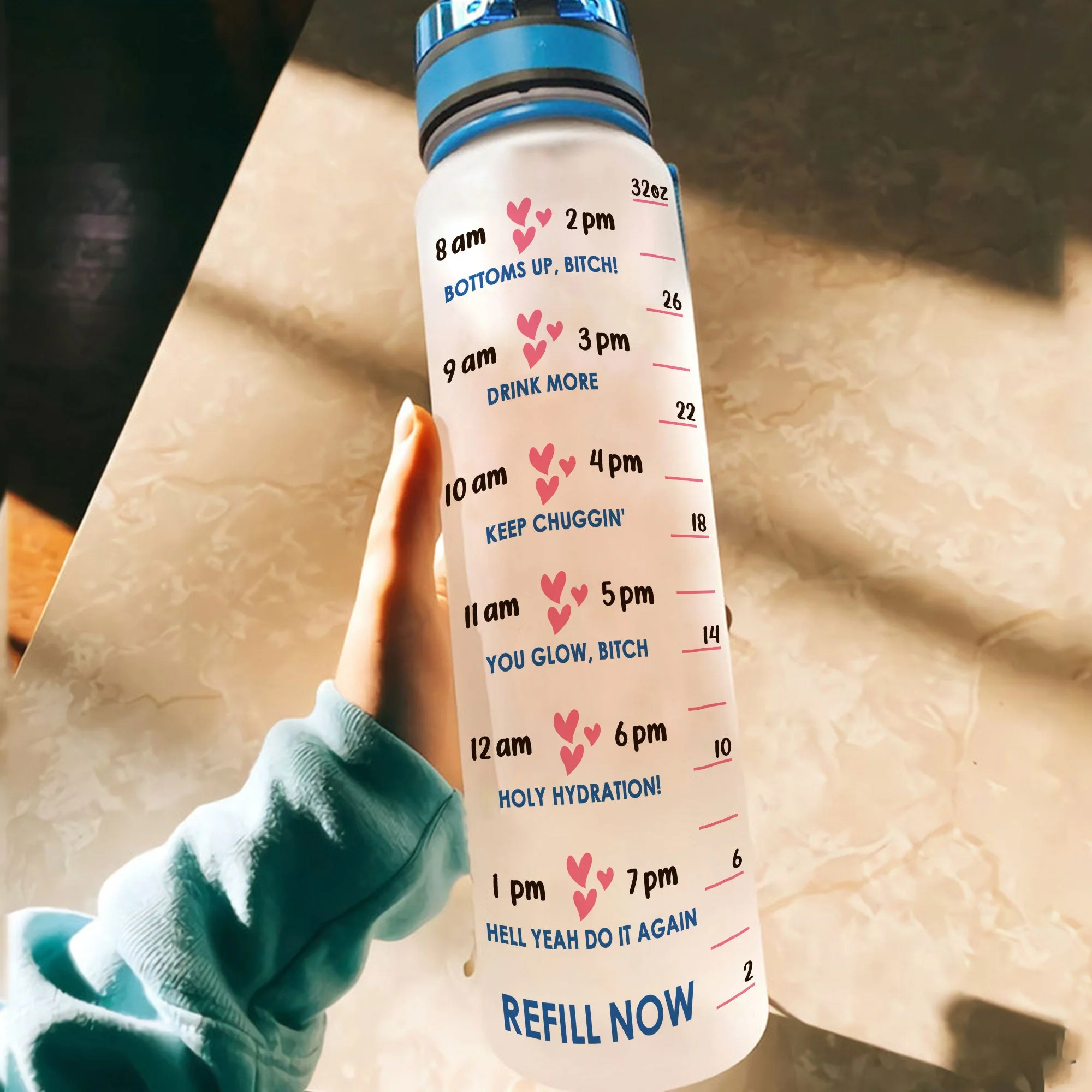 Suck It Up Bitch - Personalized Water Tracker Bottle - Birthday, Motivation Gift For Besties, Soul Sisters, Sistas, Bff, Friends - Image 4