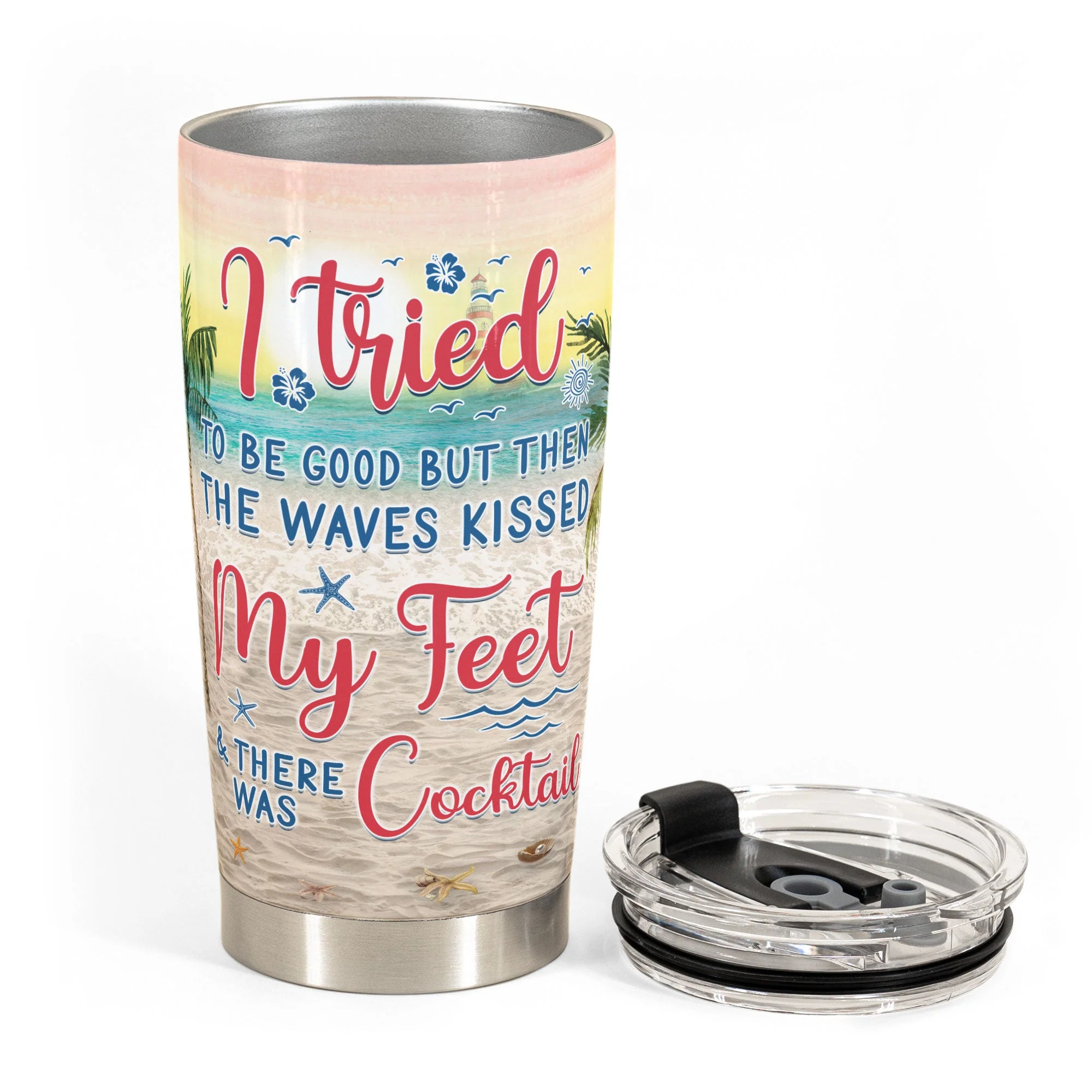 Summer Beach - I Tried To Be Good - Personalized Tumbler Cup - Birthday, Funny, Summer, Vacation Gift For Her, Girl, Woman, Beach Lovers, Nature Lover - Image 3