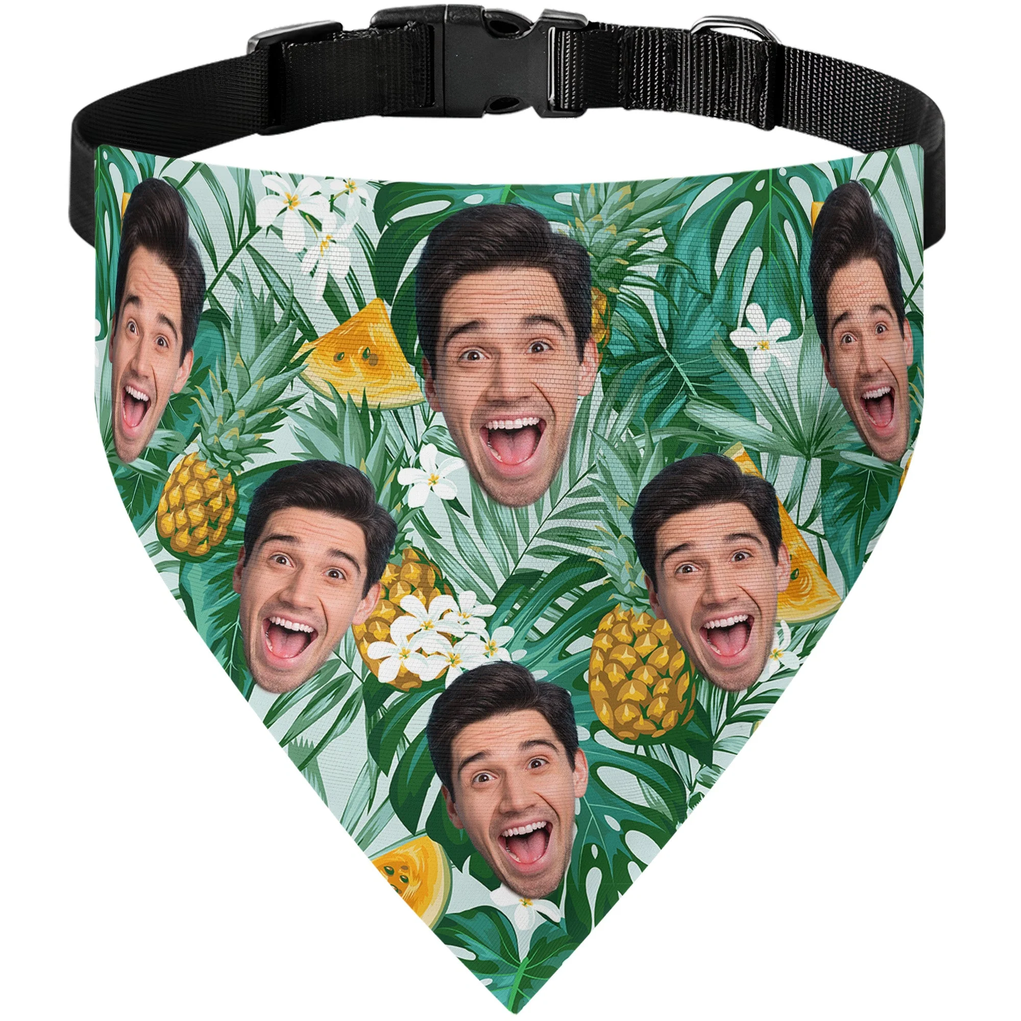 Summer Tropical Hawaiian Pineapple Pattern - Personalized Photo Dog Bandana Collar - Image 5