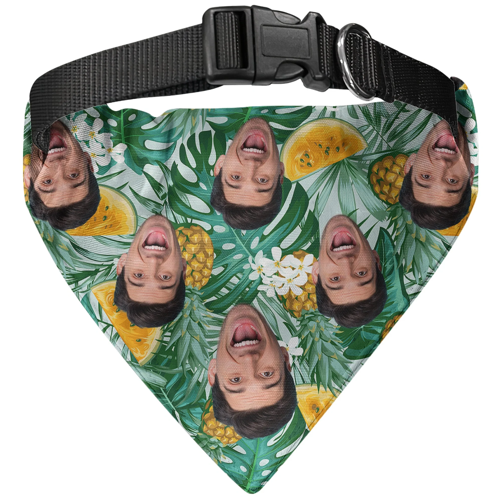 Summer Tropical Hawaiian Pineapple Pattern - Personalized Photo Dog Bandana Collar - Image 6