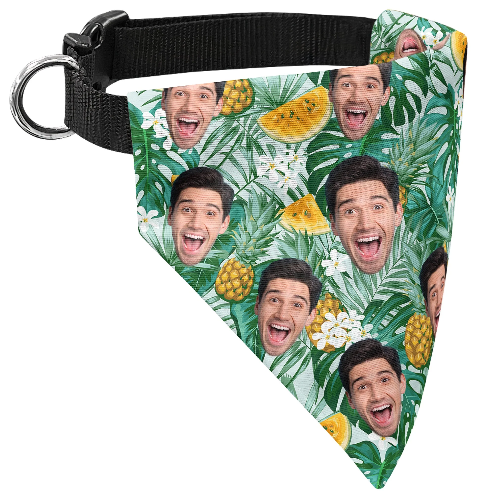 Summer Tropical Hawaiian Pineapple Pattern - Personalized Photo Dog Bandana Collar - Image 7