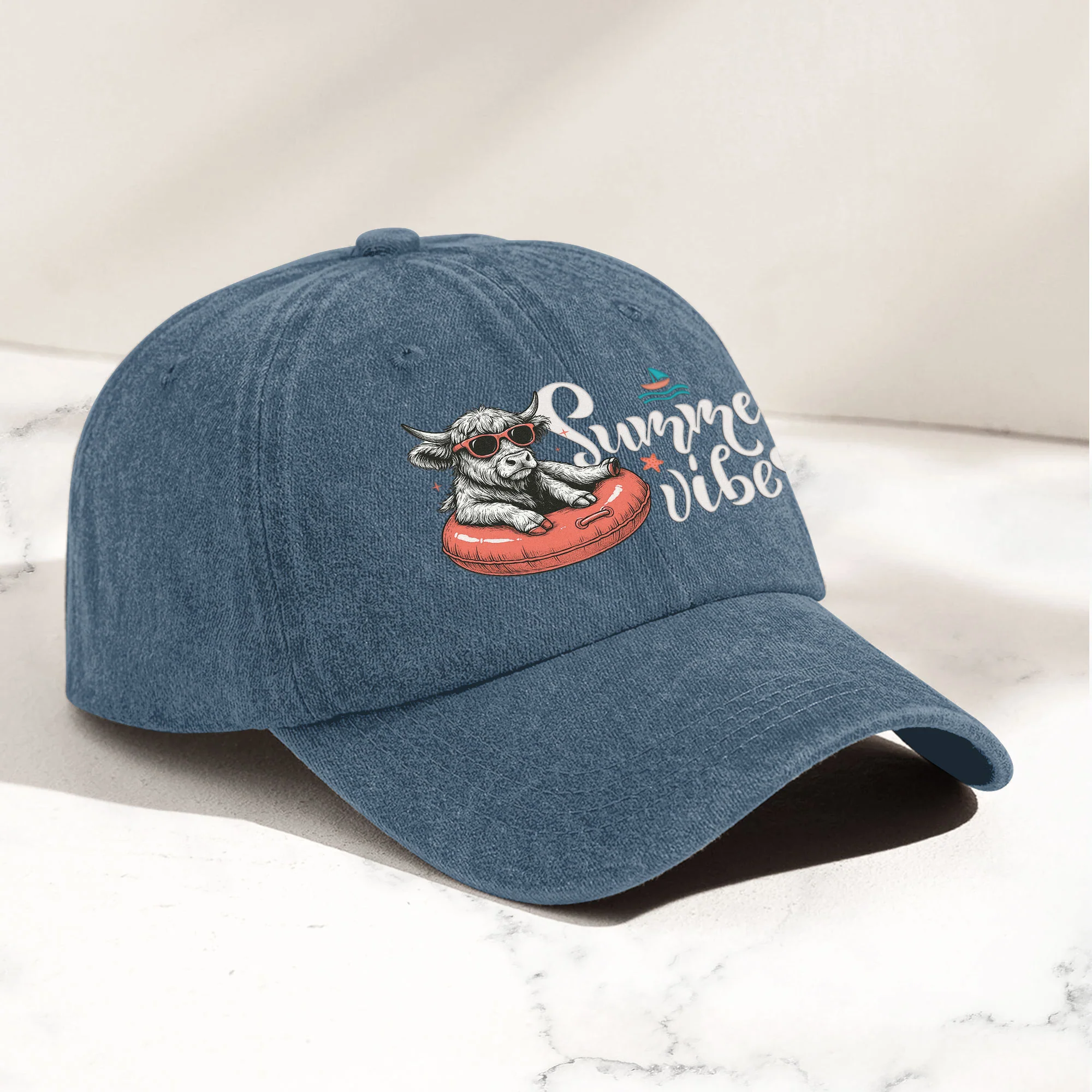 Summer Vibes - Personalized Distressed Denim Cap - Image 2