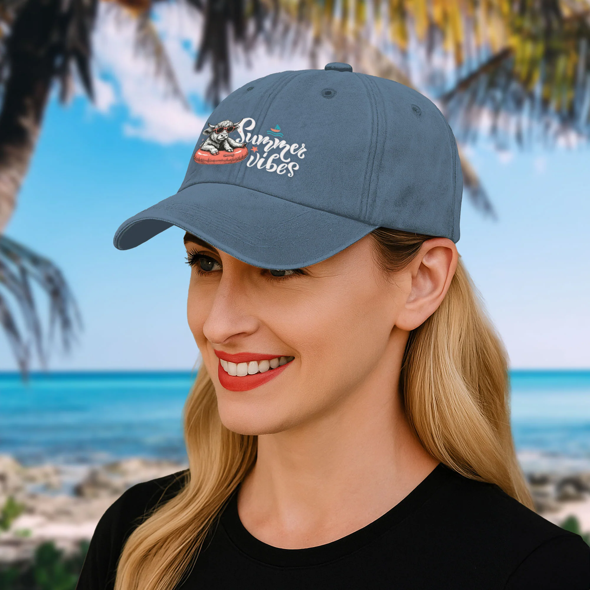 Summer Vibes - Personalized Distressed Denim Cap - Image 4
