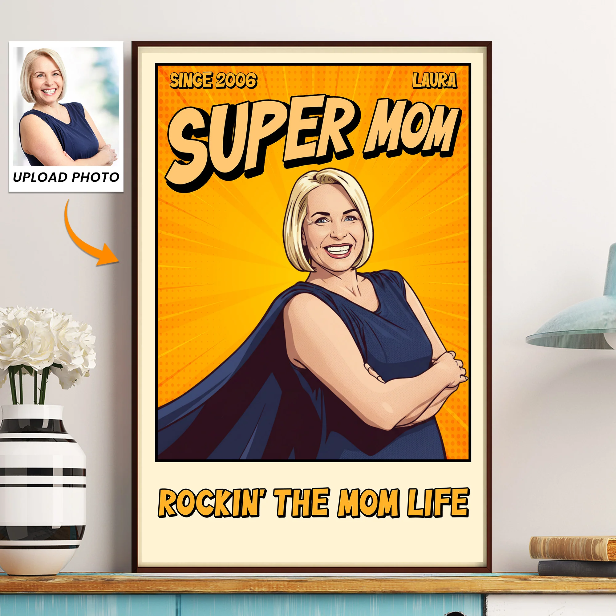 Super Mom Dad Vintage Retro Art Comic Cover - Personalized Poster