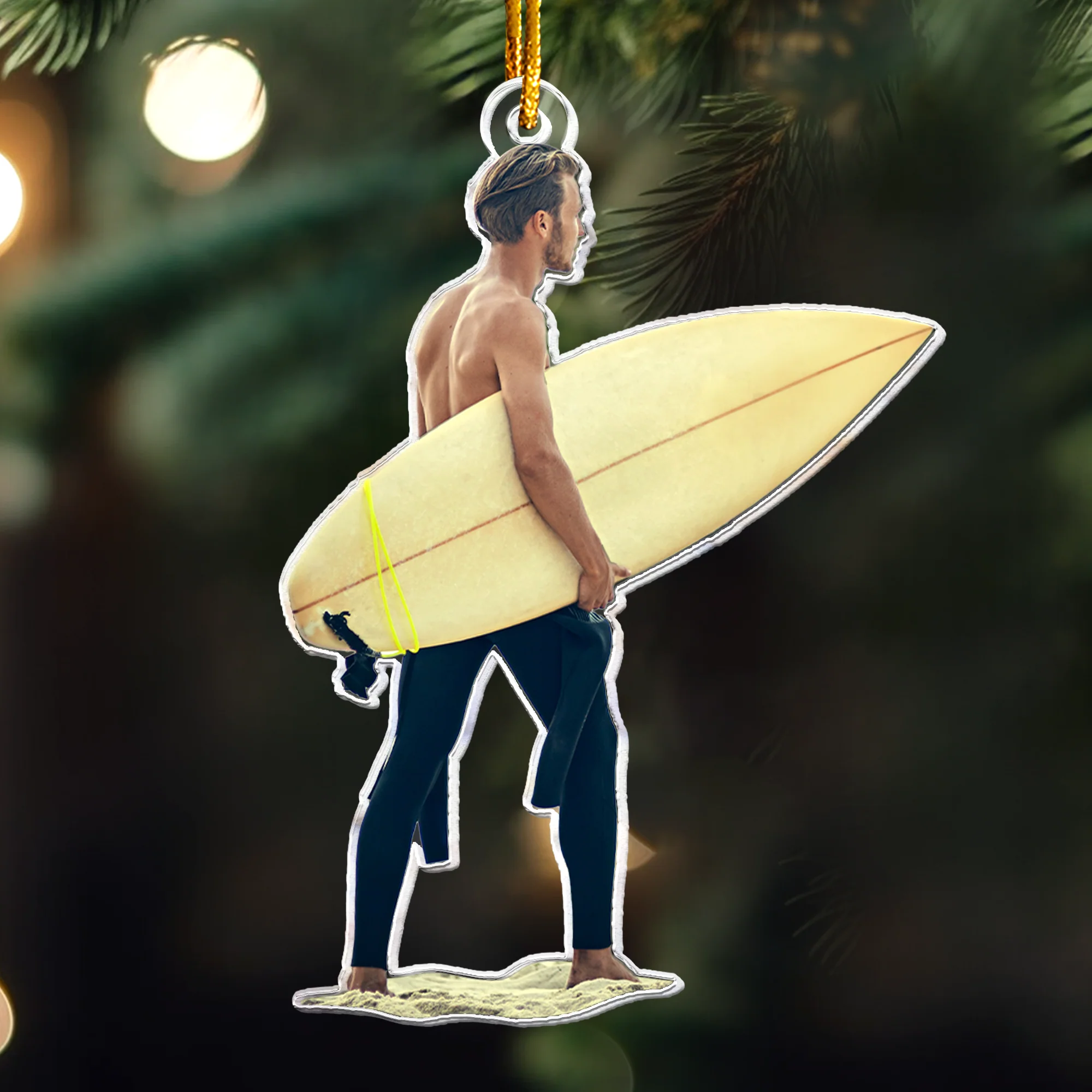 Surfer Ornament Surfing Christmas Ornaments - Personalized Acrylic Photo Ornament - Image 5