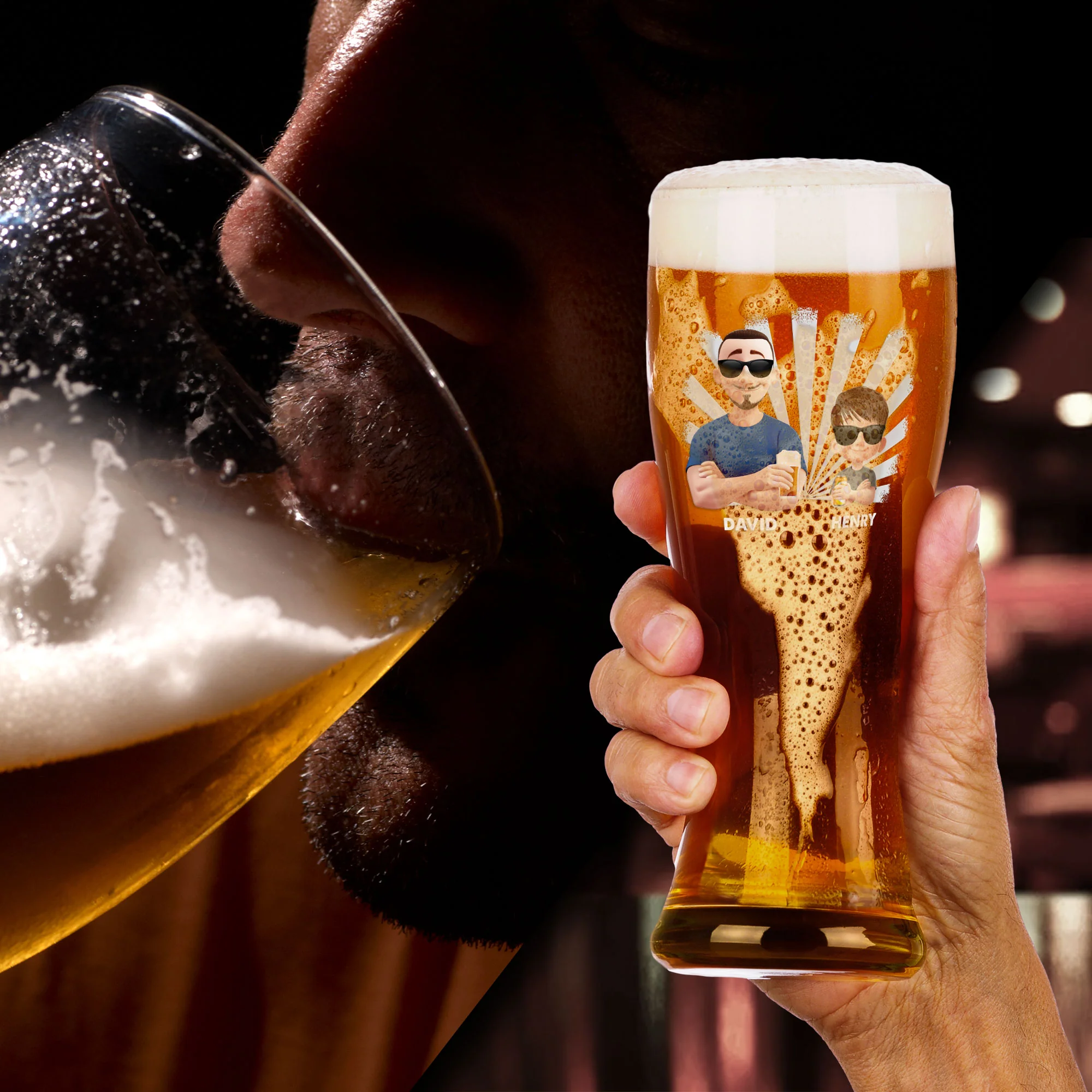 Surviving Fatherhood - Personalized Pilsner Glass - Image 5