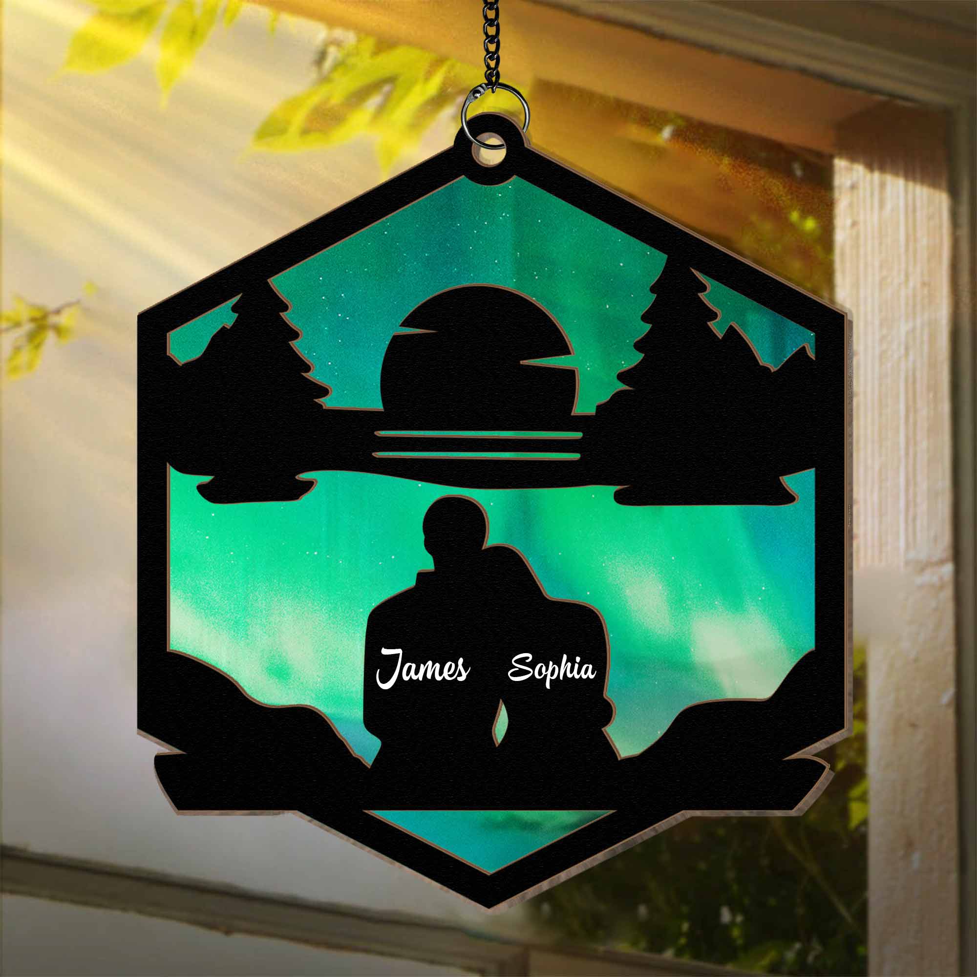 Sweet Couple - Personalized Window Hanging Suncatcher Ornament - Image 3