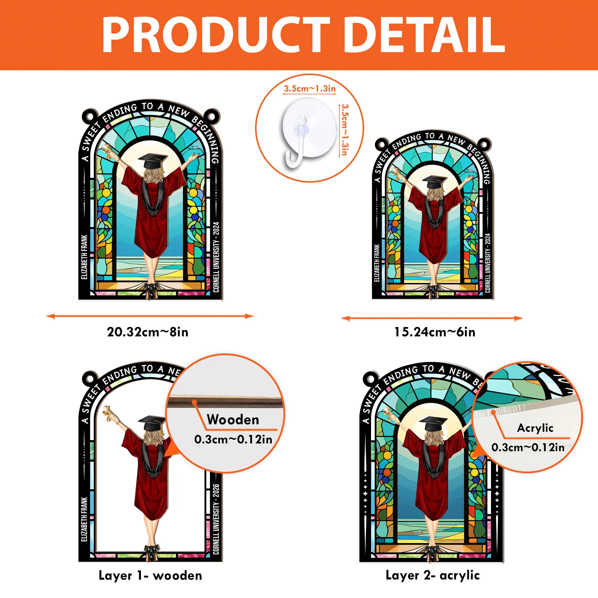 Sweet Ending To New Beginning - Personalized Window Hanging Suncatcher Ornament - Image 5