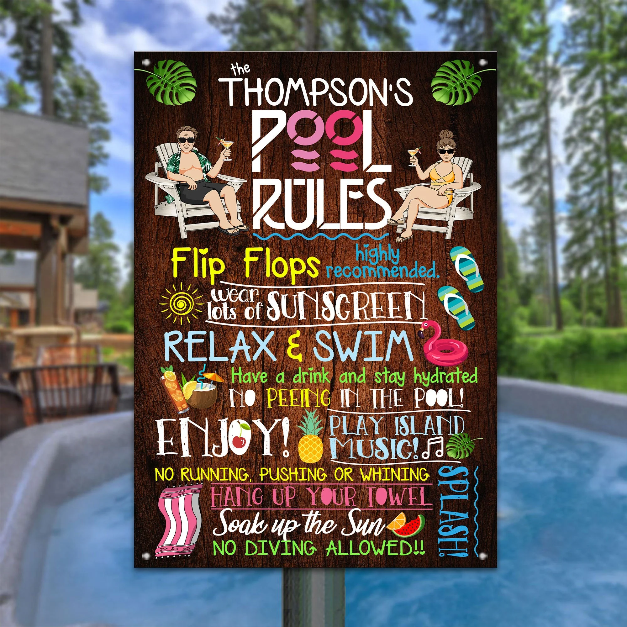 Swimming Pool Rules - Personalized Metal Sign - Image 2