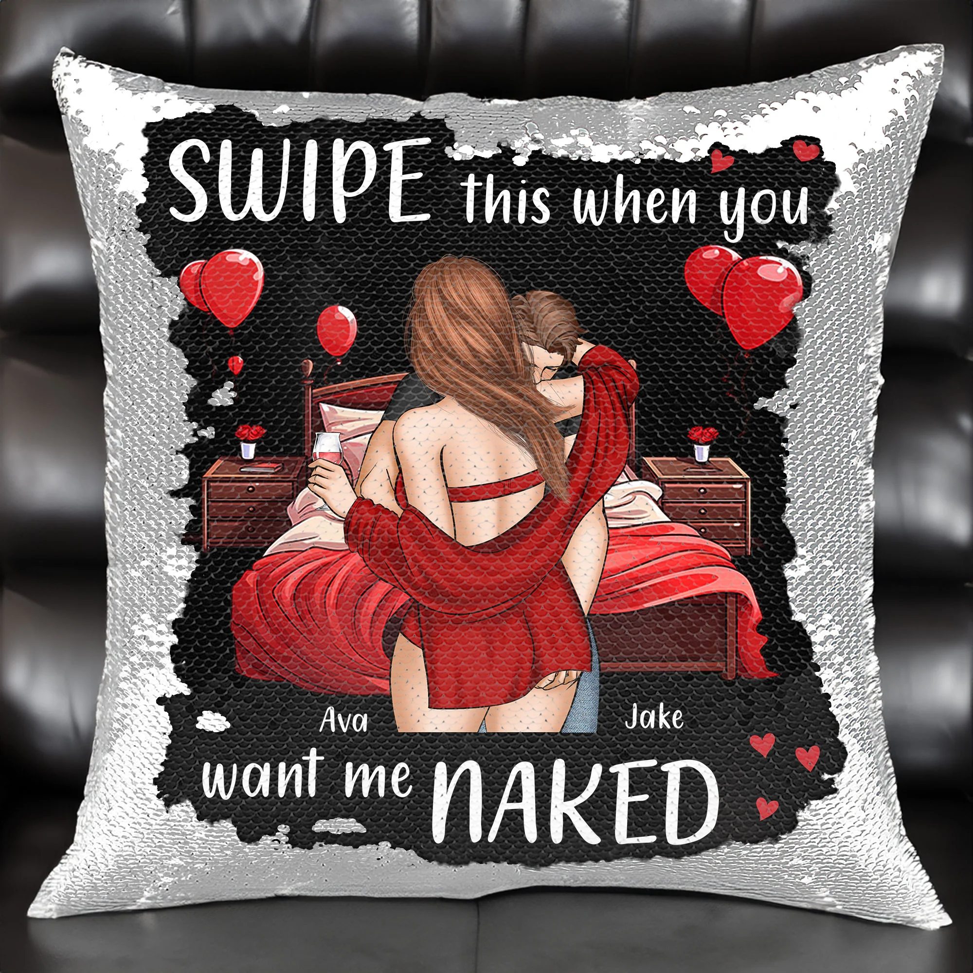 Swipe This When You Want Me Naked - Custom Sequin Pillow - Image 2