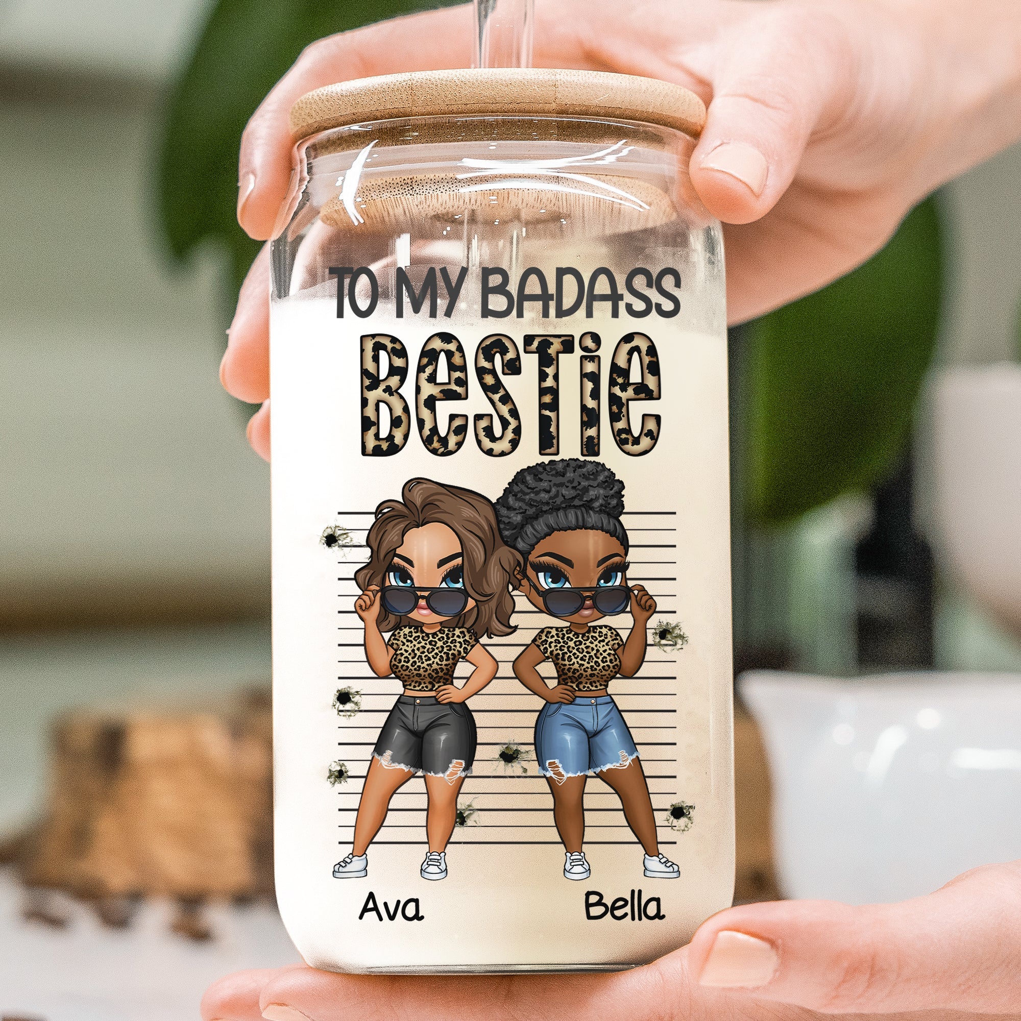 Take A Bullet For My Bestie - Personalized Clear Glass Cup - Image 3