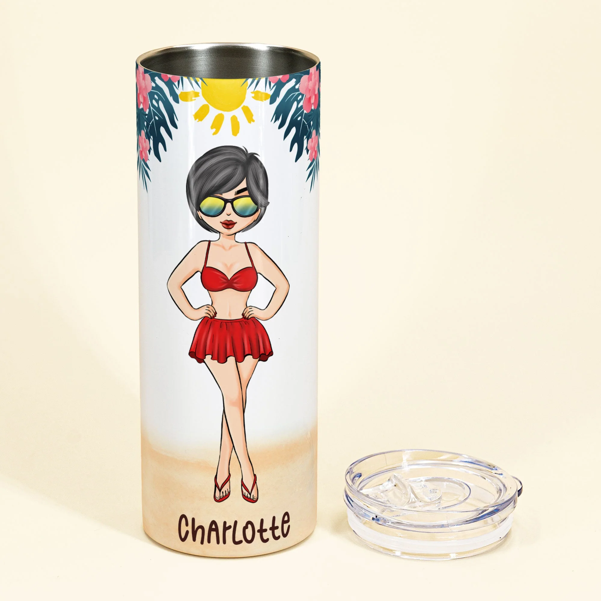 Tanned And Tipsy - Personalized Skinny Tumbler - Summer Gift For Friends, Daughter, Mom, Wife, Girls - Image 5