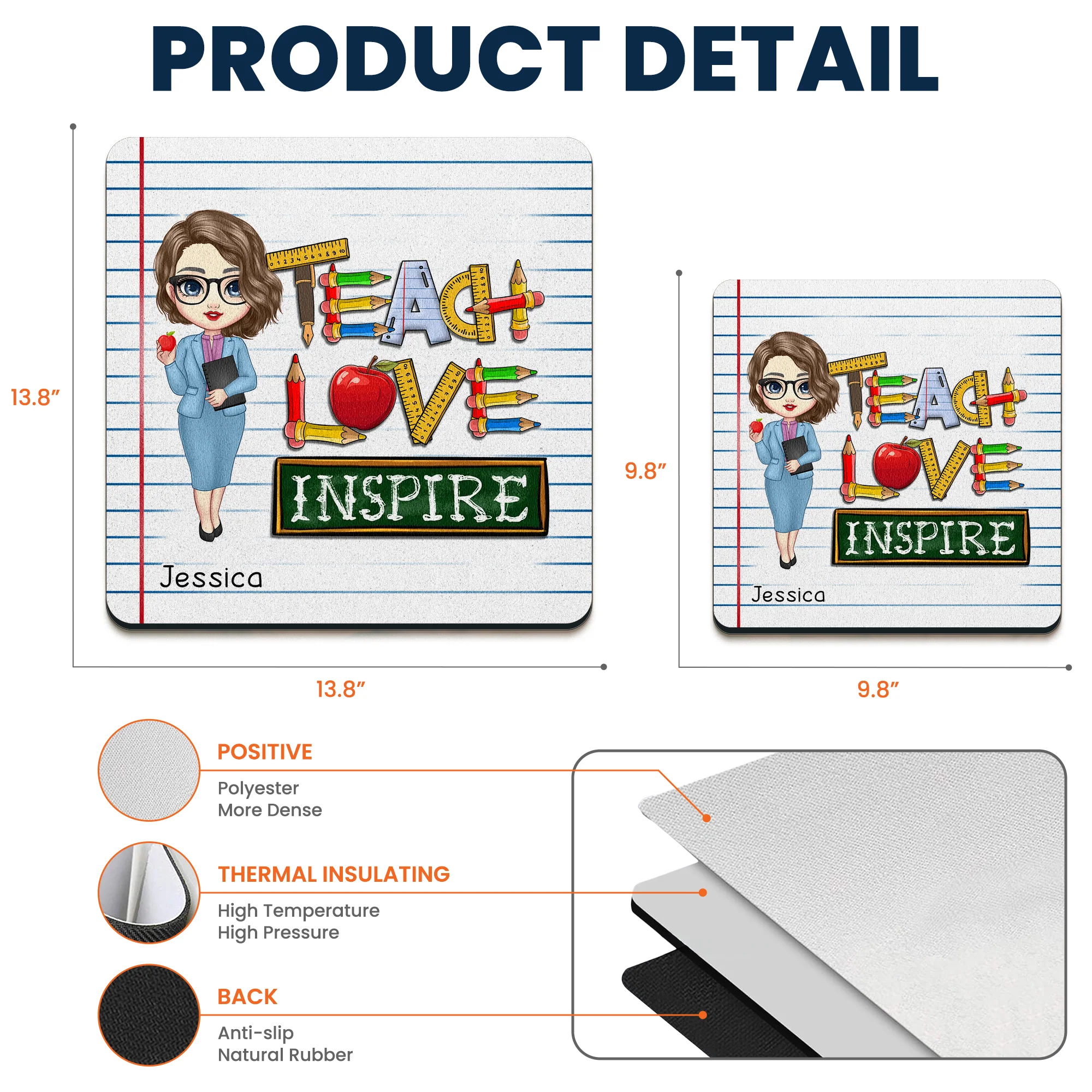 Teach Love Inspire - Custom Shape Mouse Pad - Image 4
