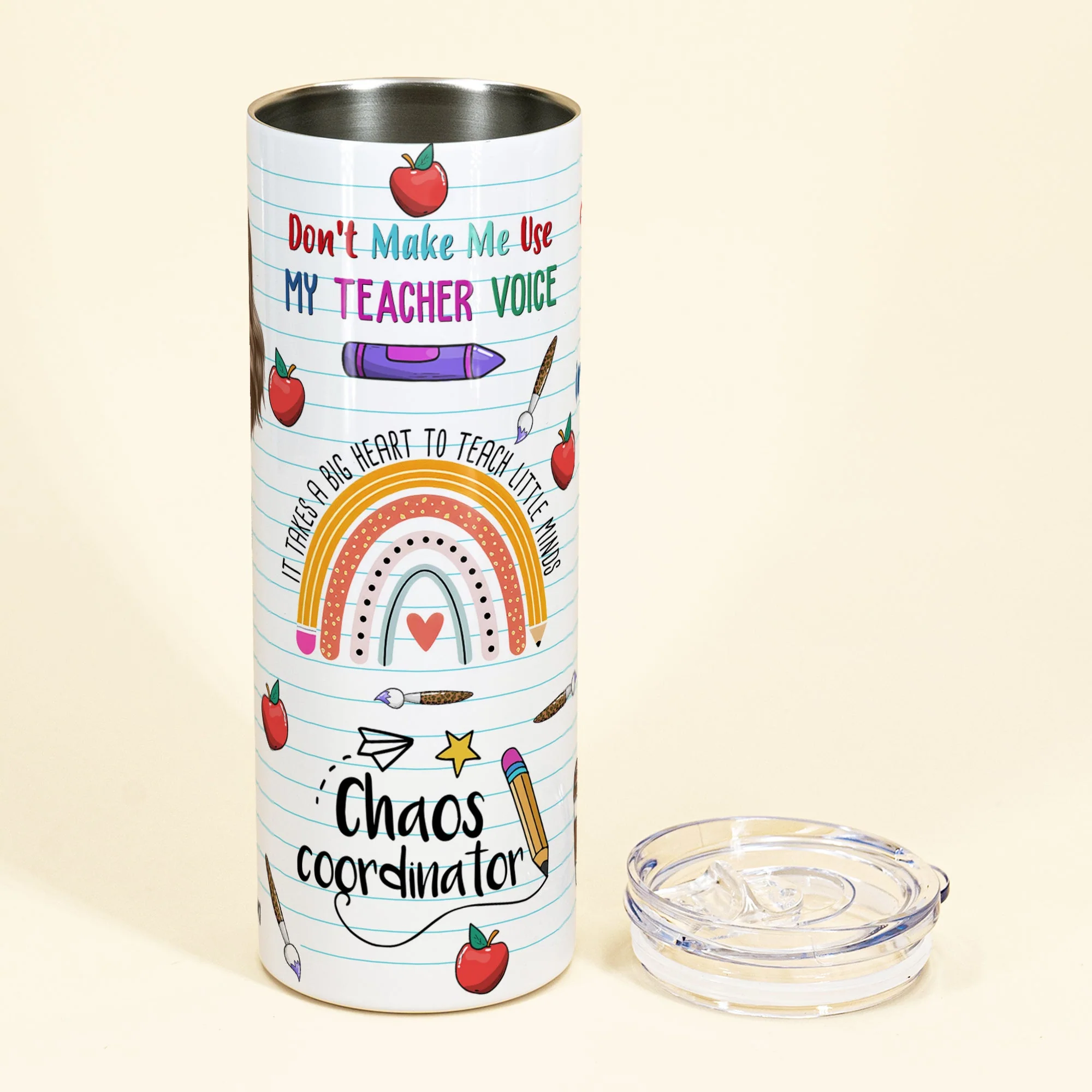 Teach Love Inspire - Personalized Skinny Tumbler - Back To School Gift For Teachers - Image 3