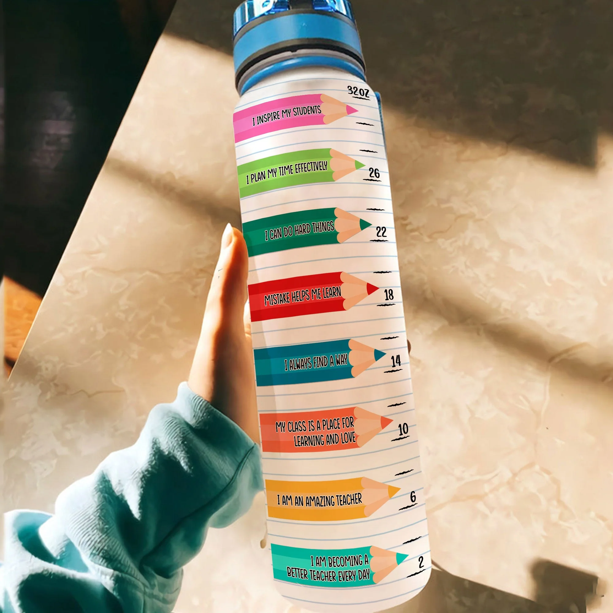 Teacher Affirmation - Personalized Water Tracker Bottle - Image 4