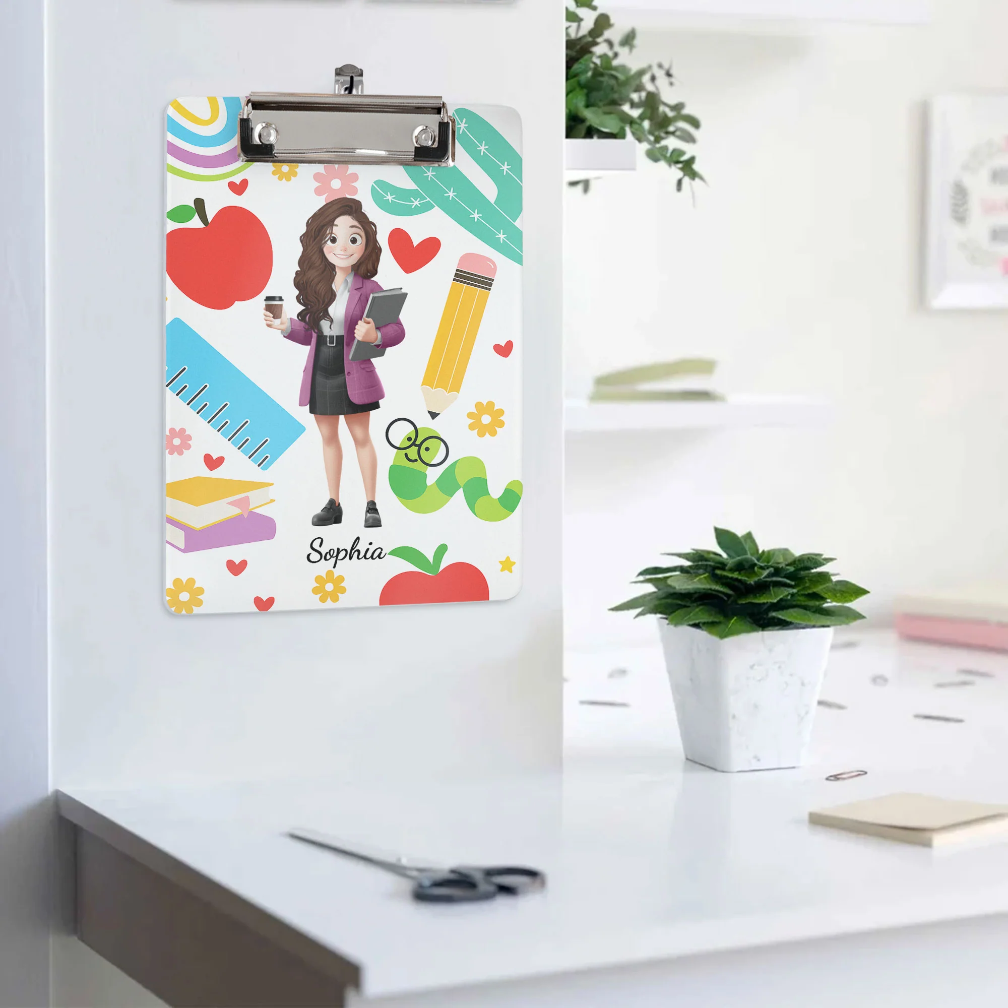 Teacher Back To School Gift Boho Flower Custom - Personalized Acrylic Clipboard - Image 5